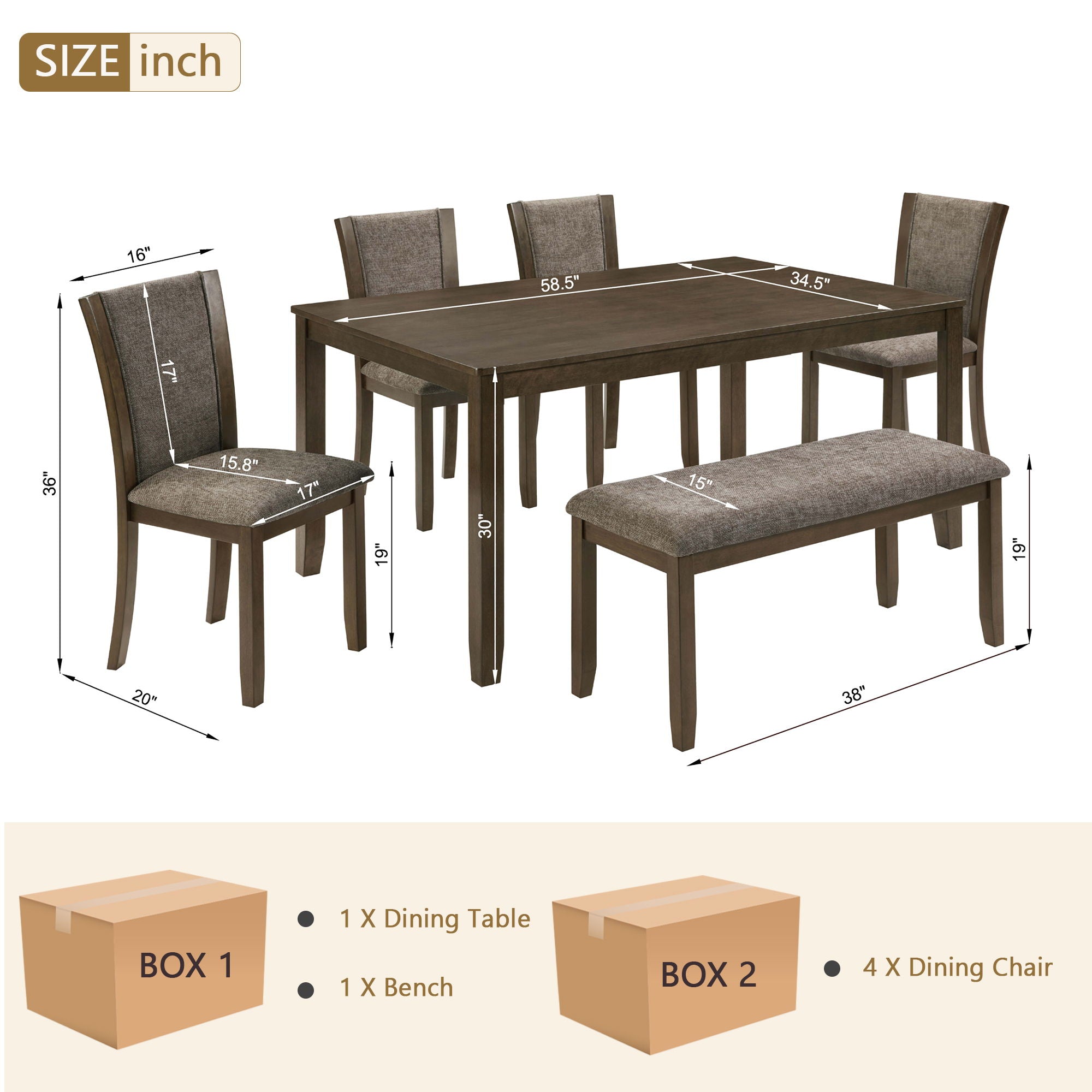 Dining Table Set With Upholstered Chairs, Rectangular Dining Table Set