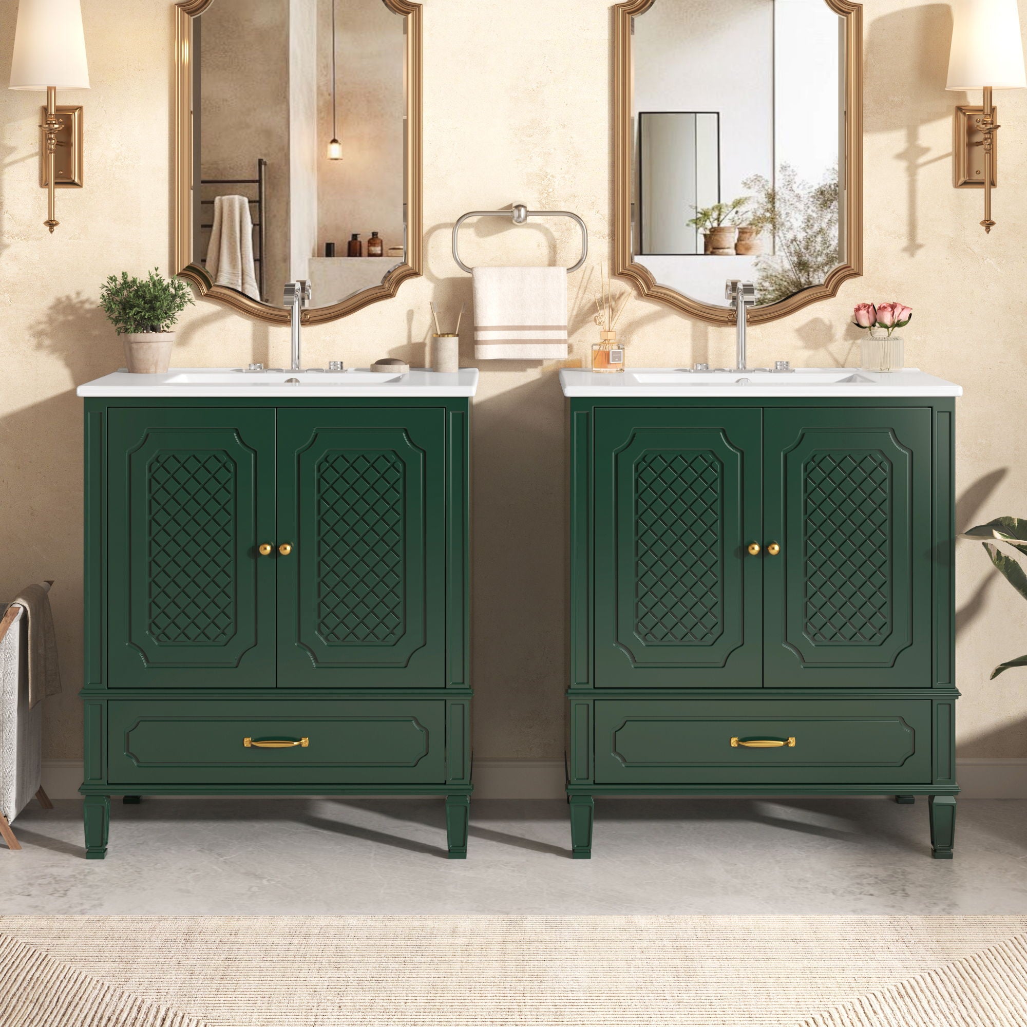 Bathroom Vanity With Sink, Soft Closing Door, Multi Functional Storage