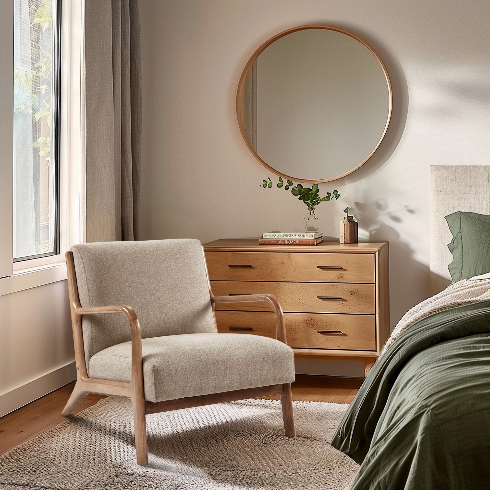 Novak - Mid-Century Modern Accent Armchair (Set of 2) - Taupe