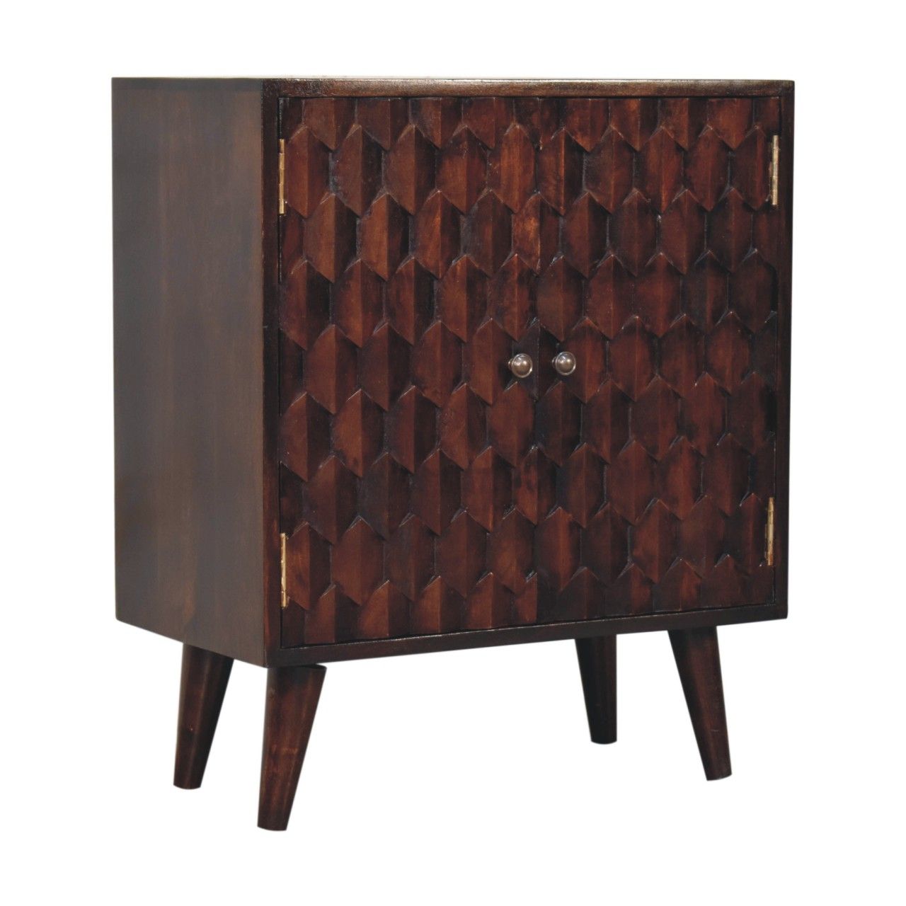 Mini Pineapple Carved Cabinet - Walnut Brown