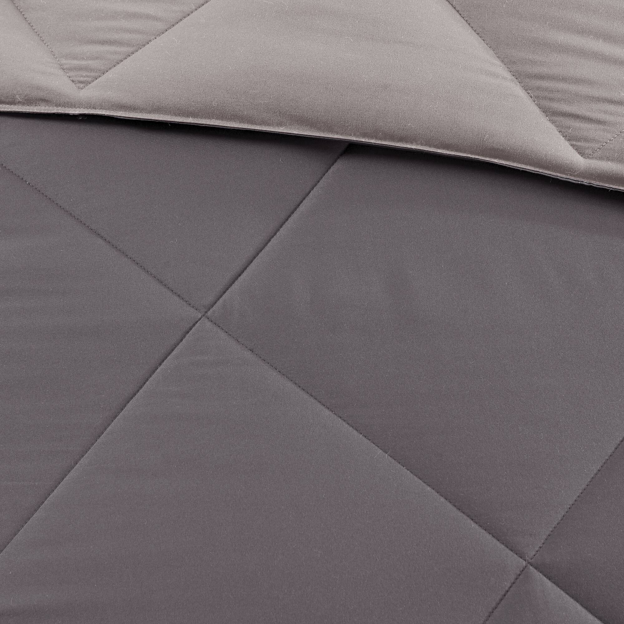 Larkspur - King 3M Scotchgard Diamond Quilting Reversible Down Alternative Comforter Set - Charcoal / Gray
