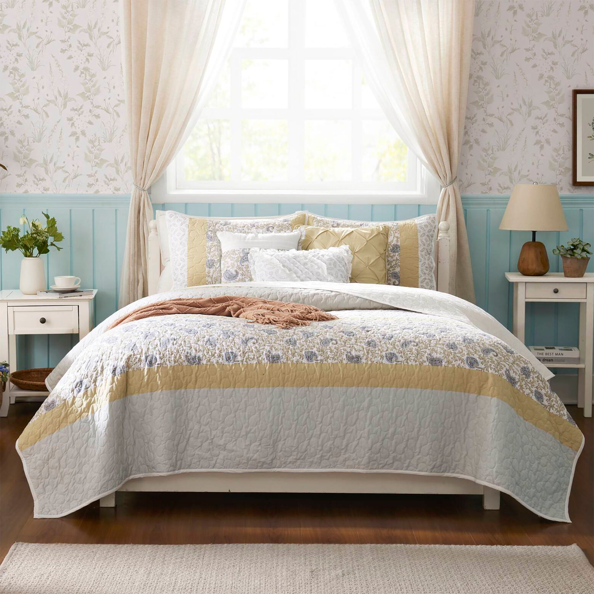 Dawn - King 6 Piece Reversible Coverlet Set - Yellow