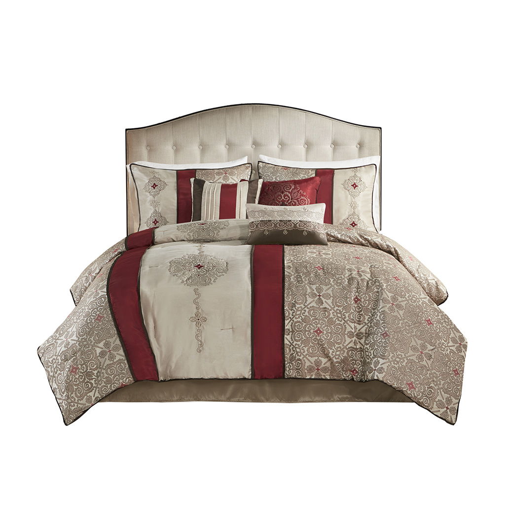 Donovan - California King 7 Piece Comforter Set - Red