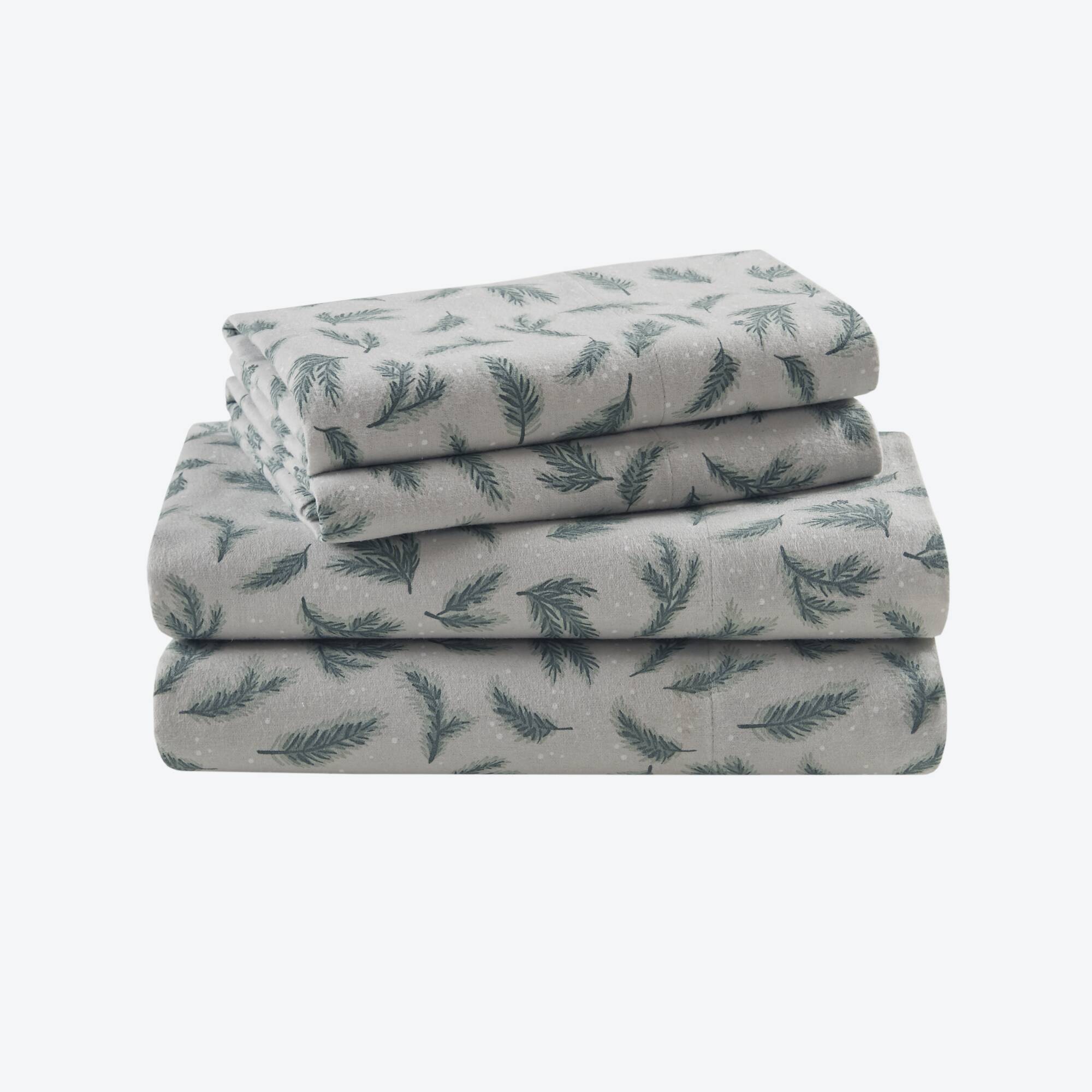 Flannel - Queen 100% Flannel Printed Sheet Set - Pine Branches