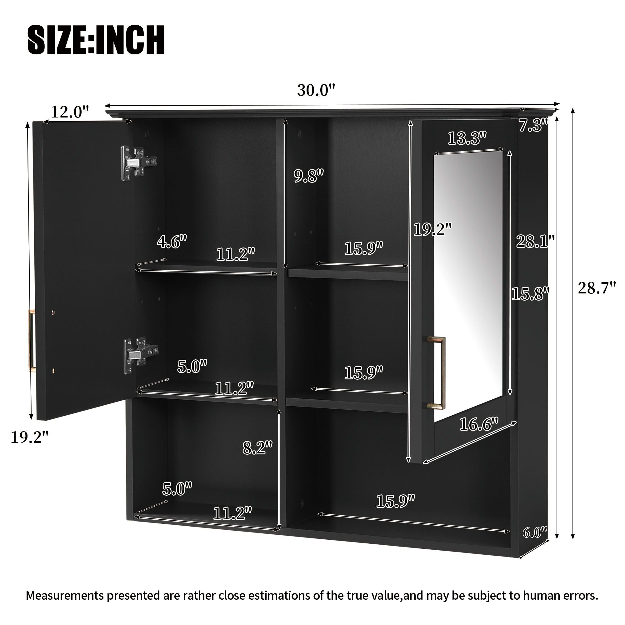 2 In 1 Wall-Mounted Mirror Cabinet With Adjustable Shelves, Soft-Close Doors, High-Definition Mirror & Storage