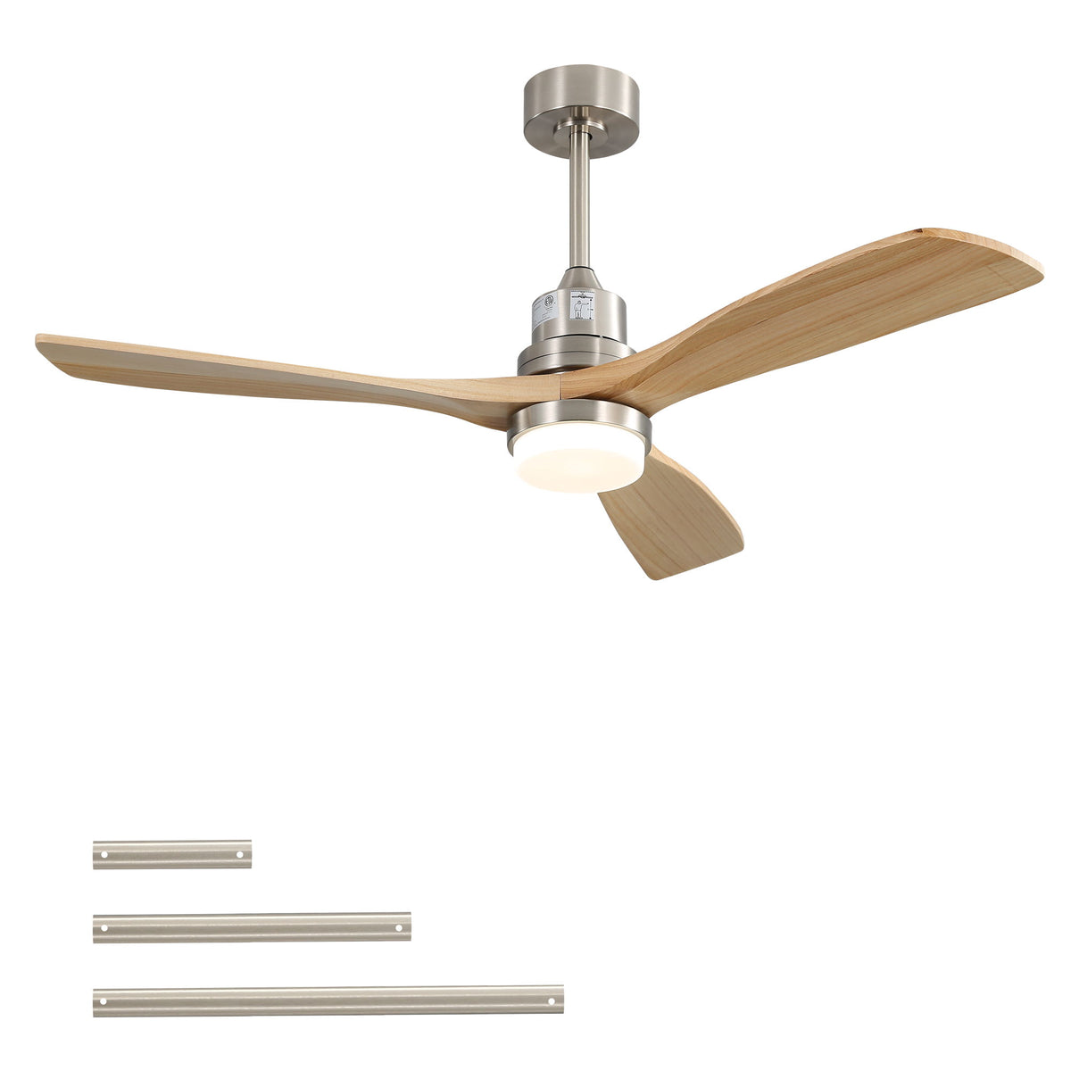 Indoor Ceiling Fan With Dimmable LED Light, 6 Speed Remote Controlled DC Motor, Reversible Blades - Brushed Nickel