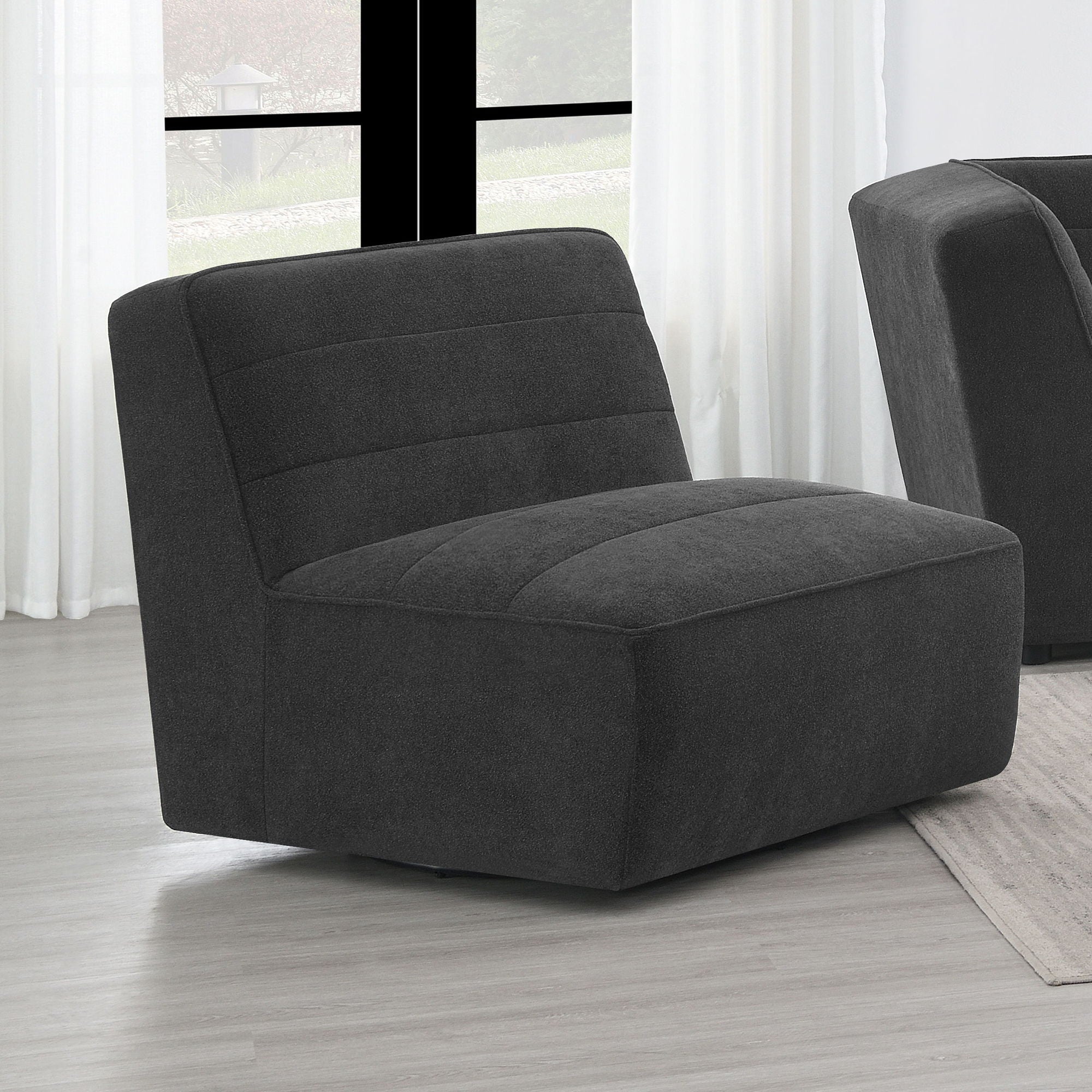 Ortega - Upholstered Armless Chair - Charcoal