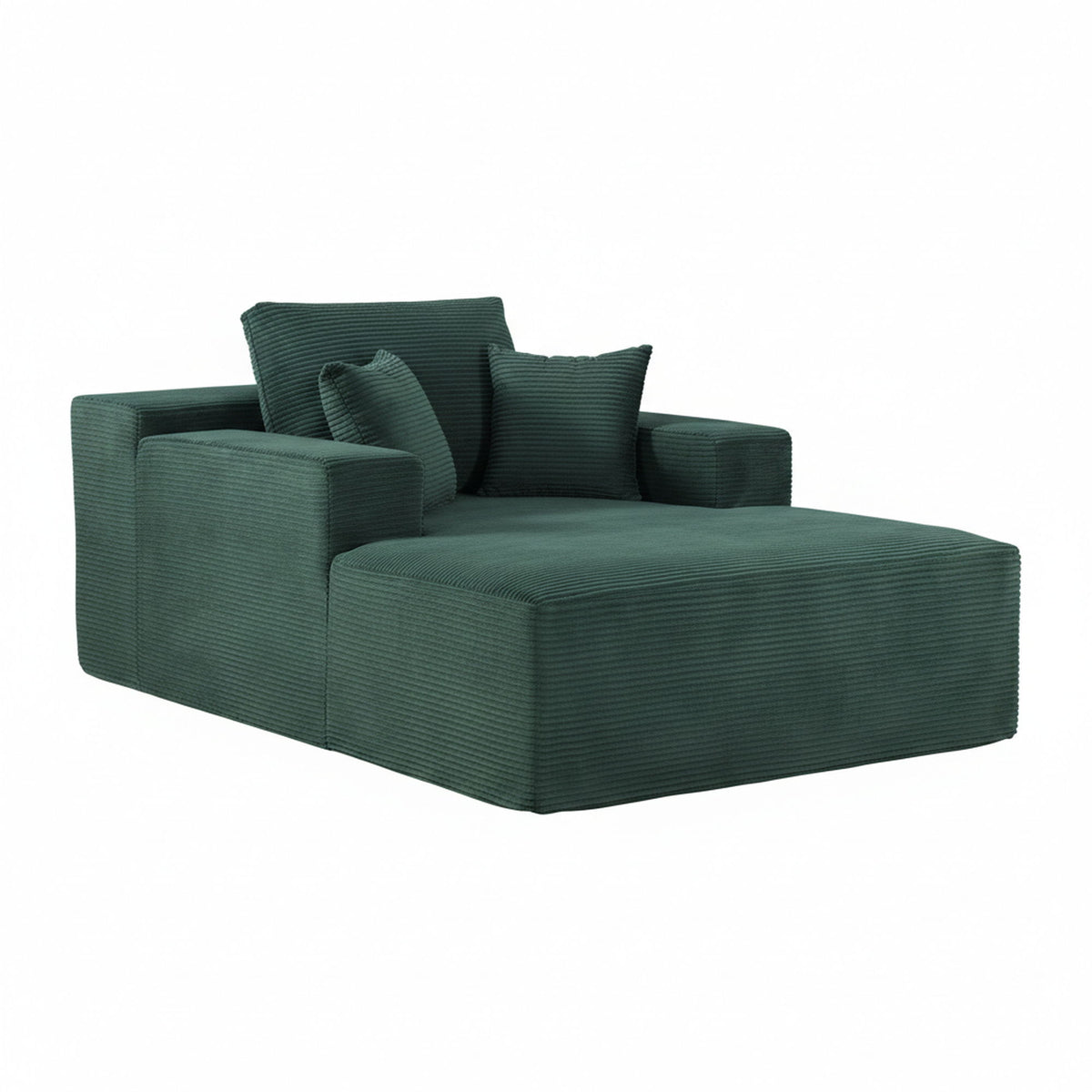 Convertible Chaise Lounge Chair With Wide Armrest & Throw Pillows