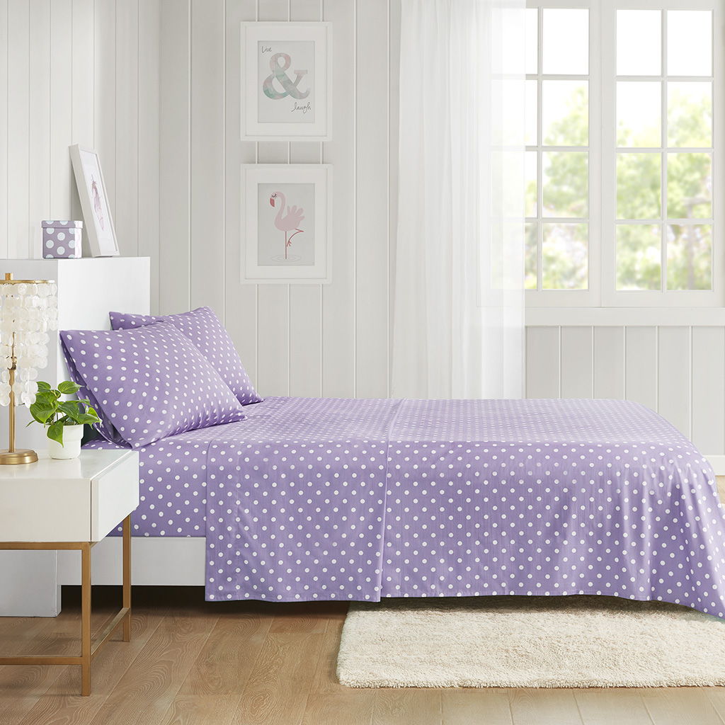 Polka Dot - Twin Sheet Set - Purple