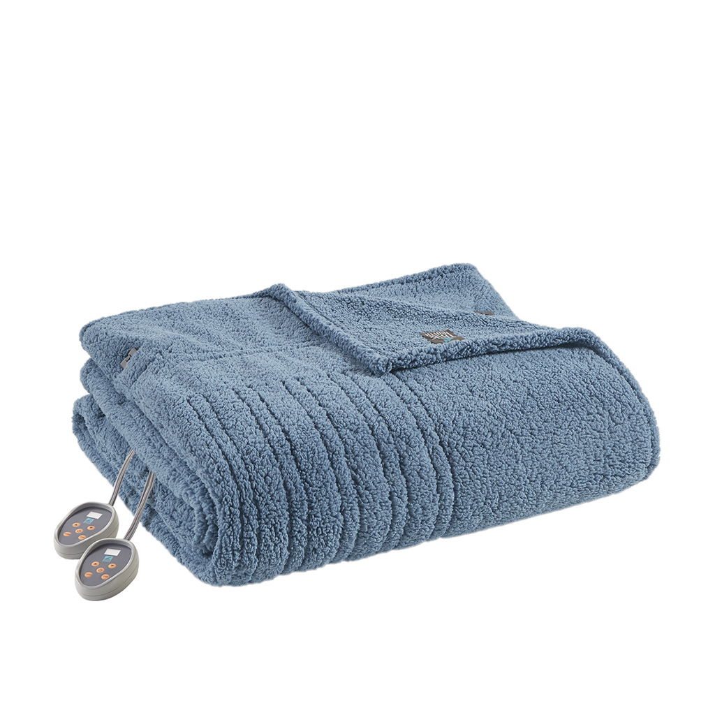 Sherpa - King Heated Blanket - Blue
