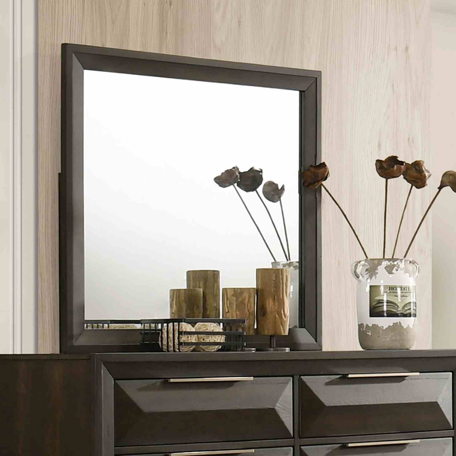 Dresser With Mirror Beveled Bracket Feet Handles 8 Drawers - Espresso