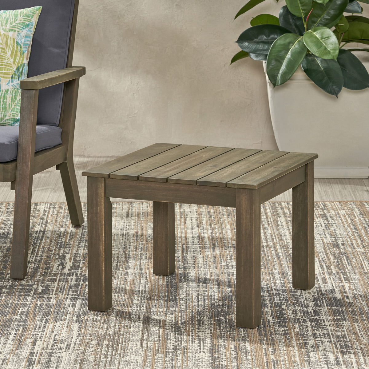 Halcyon - Outdoor Side Table With Slat Design