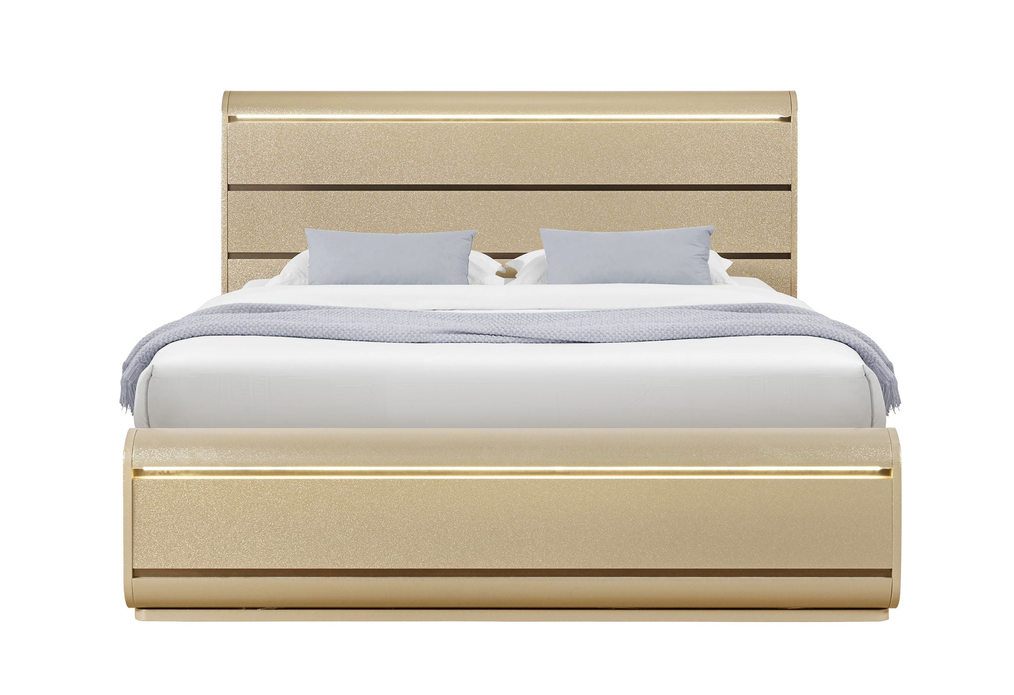 Genesis - 5 Piece Full Bedroom Set (Bed, Dresser & Mirror, Nightstand, Chest) - Gold