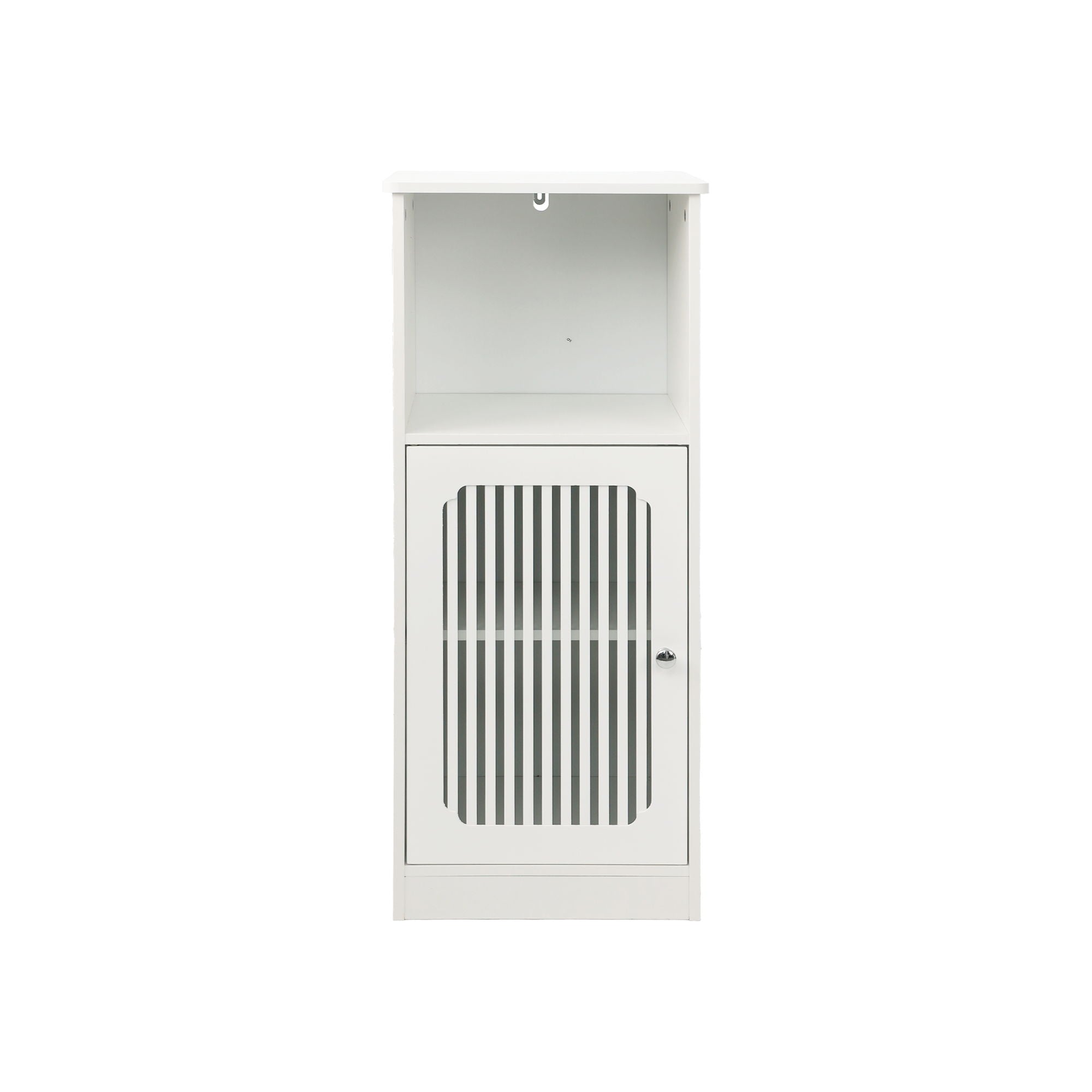 Louvered Door Bathroom Low Cabinet With Multi Layer Storage - White