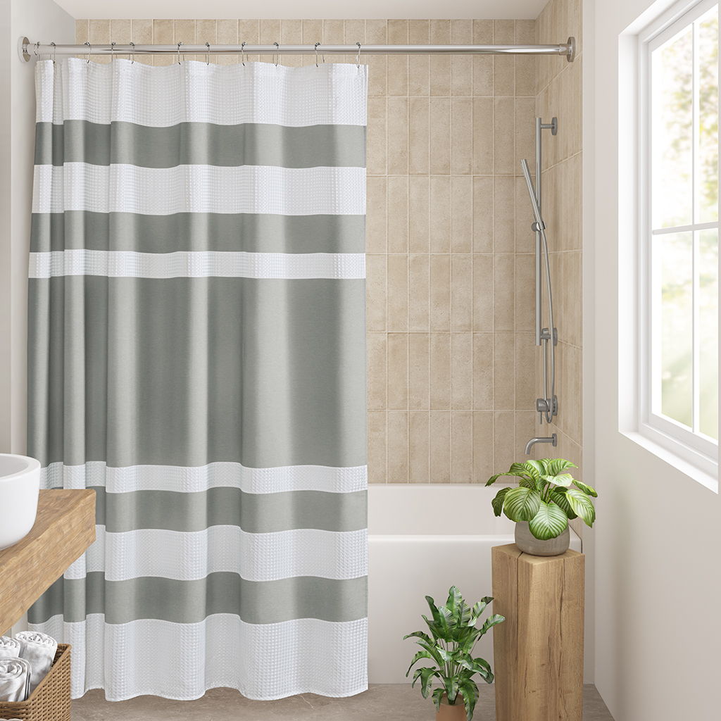 Spa Waffle - Shower Curtain With 3M Treatment - Gray