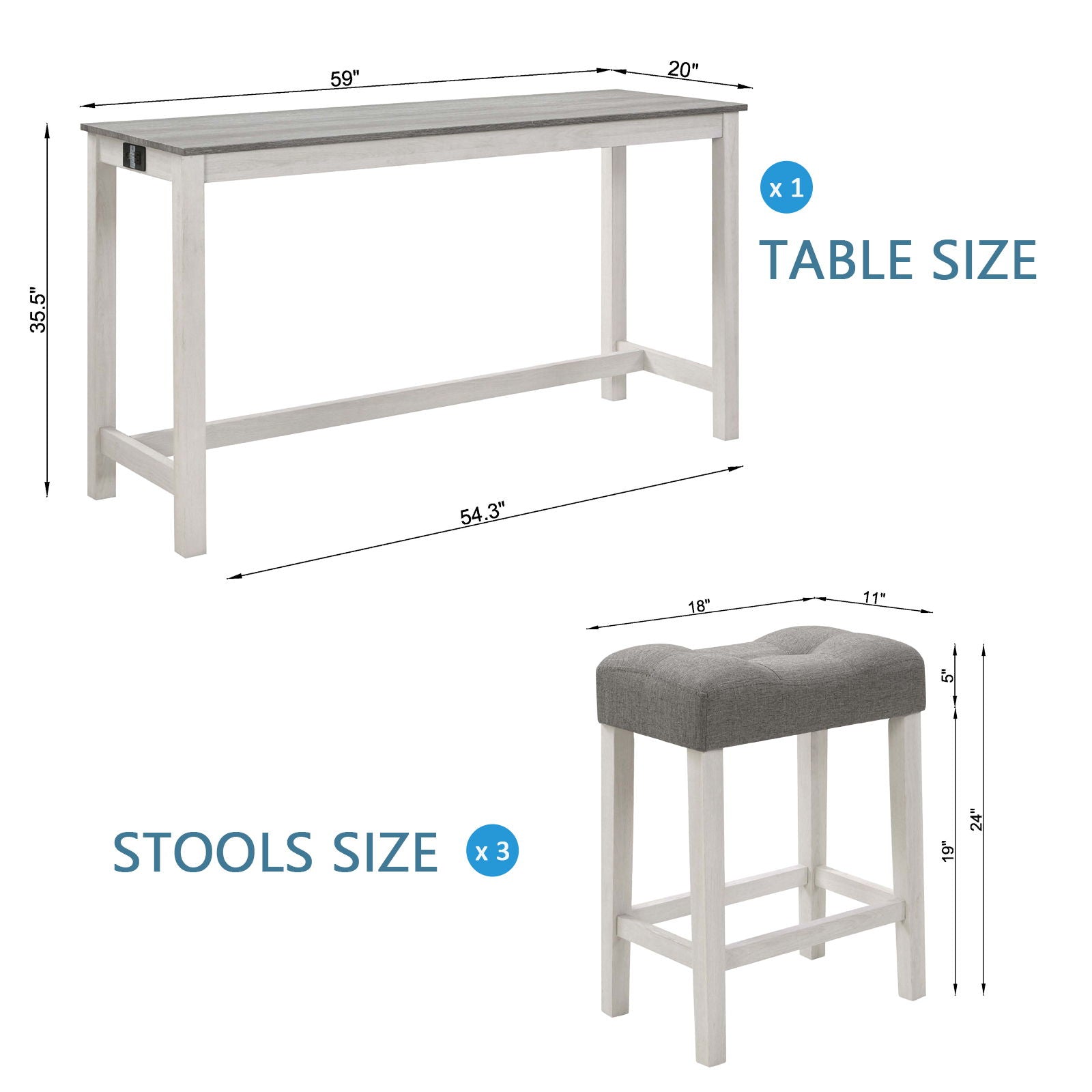4 Piece Bar Table Set With Power Outlet