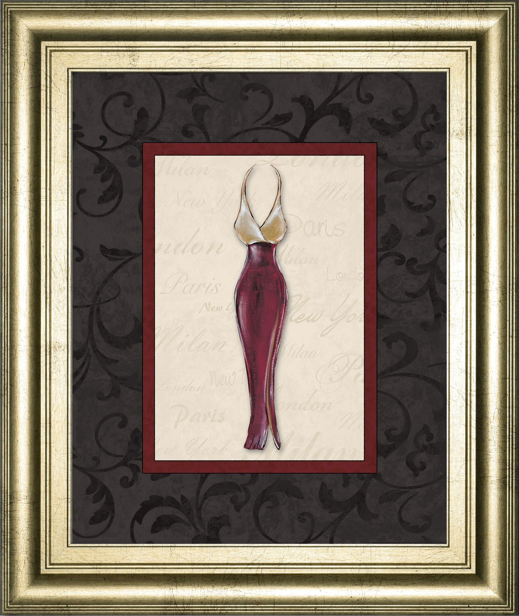 Fashion Dress Il By Susan Osbourne Framed Print Wall Art - Dark Gray