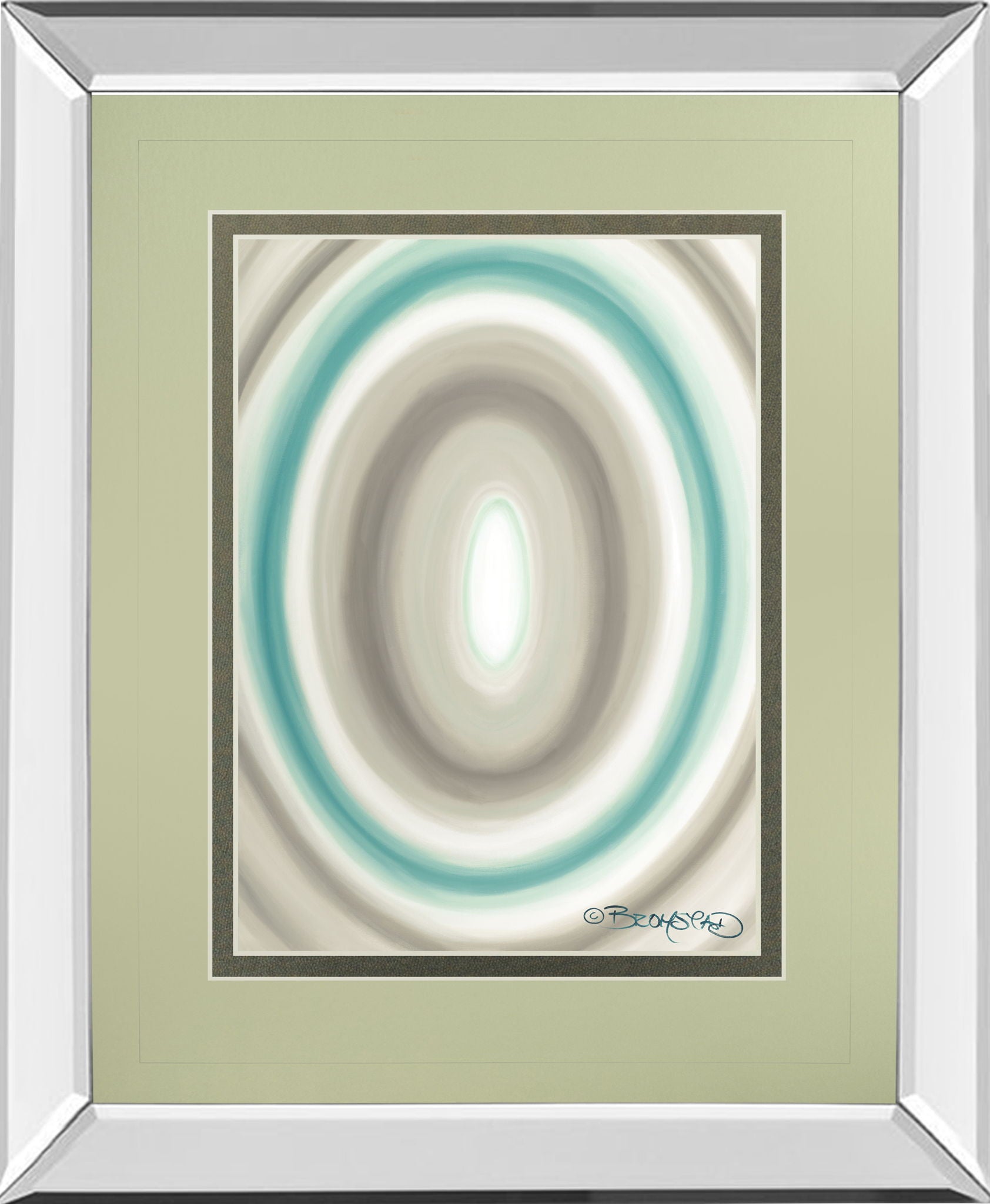 Concentric Ovals #1 By David Bromstad - Mirror Framed Print Wall Art - Beige