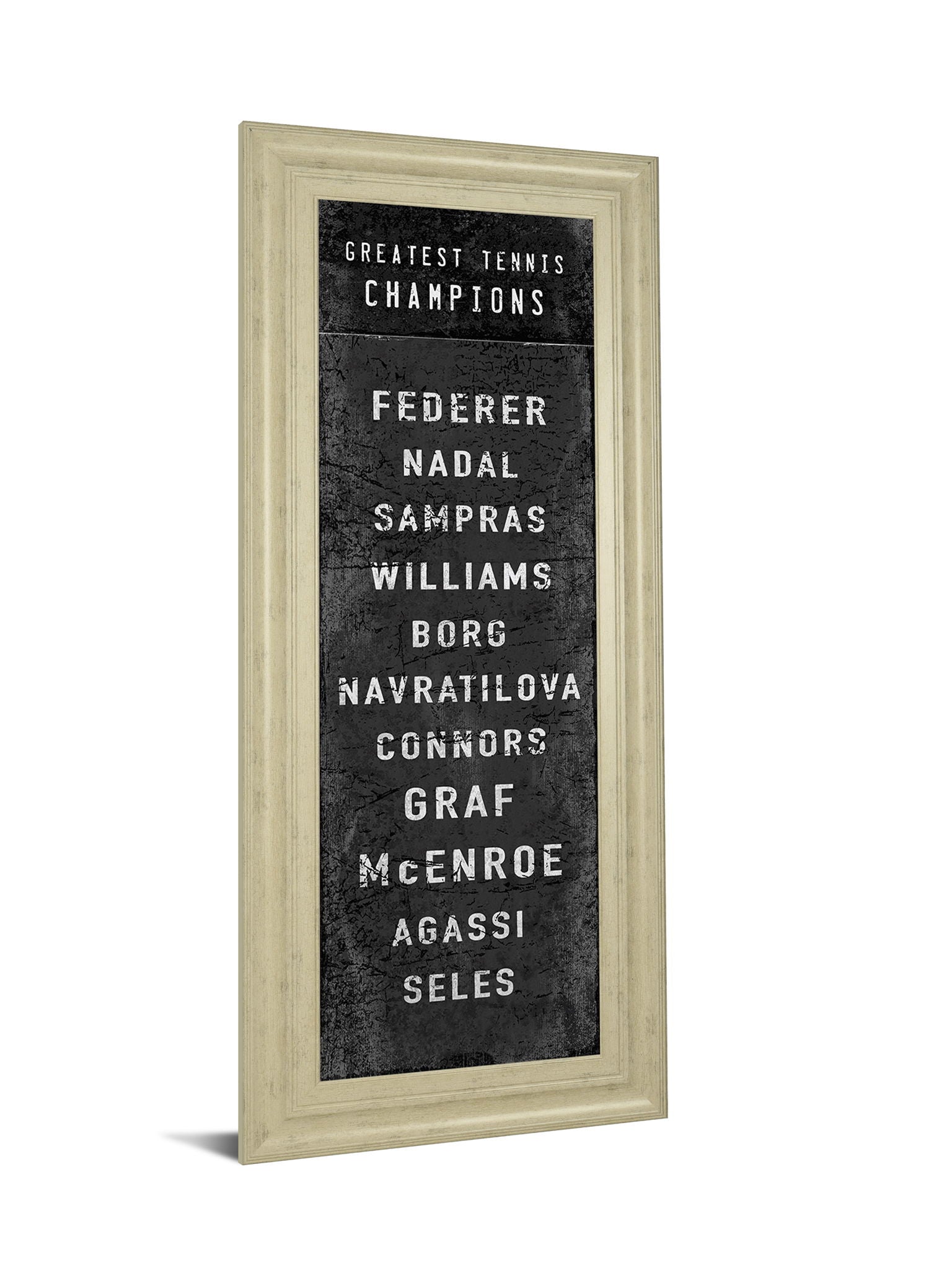 The Greatest Tennis Champions By The Vintage Collection - Framed Print Wall Art - Black