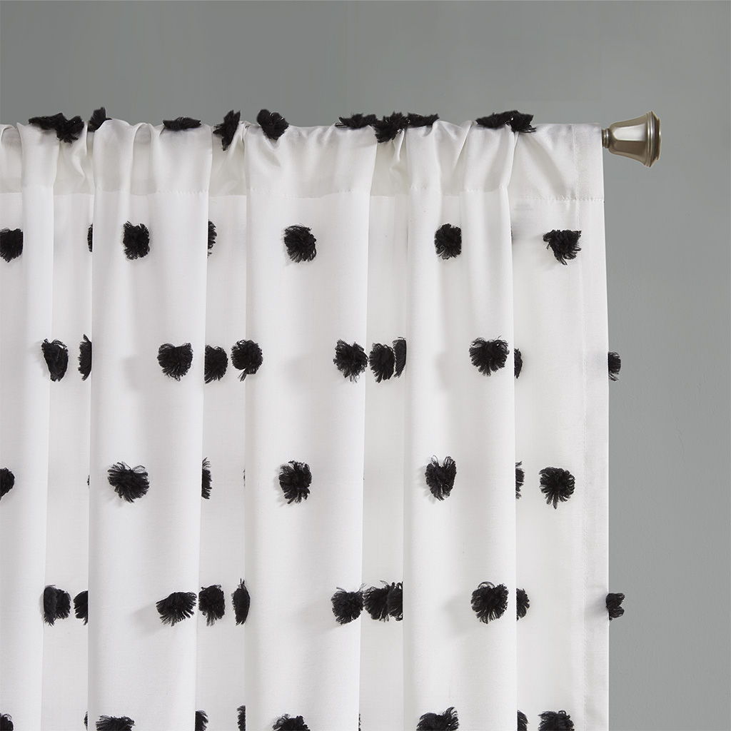 Sophie - Pom Pom Embellished Window Panel - Black
