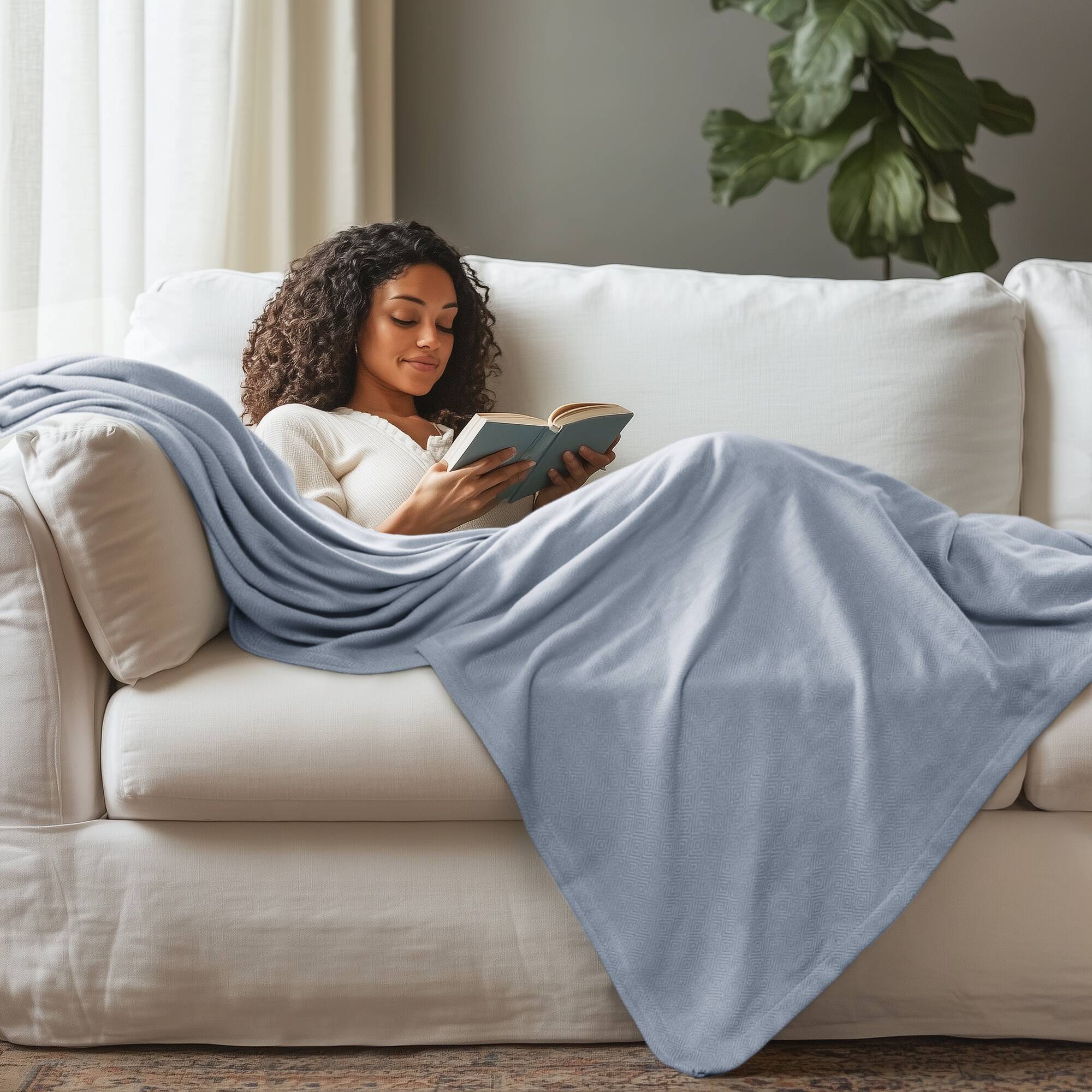 Bamboo Cotton - King Rayon From Blanket - Light Blue