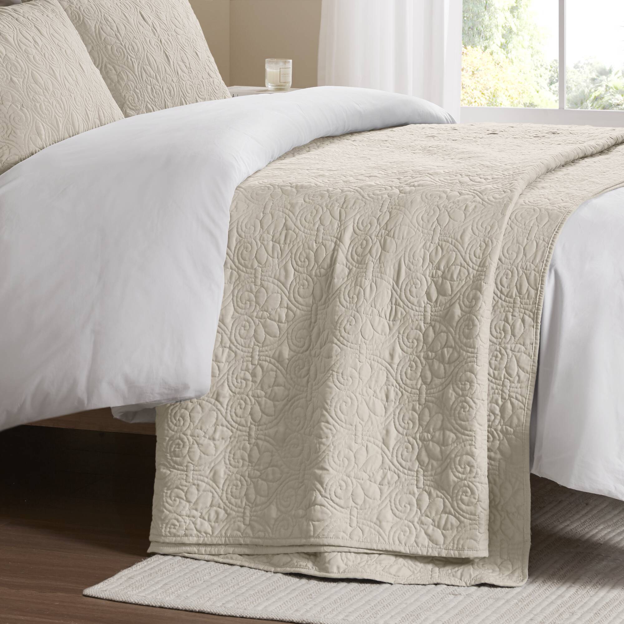 Quebec - Twin Reversible Bedspread Set - Cream