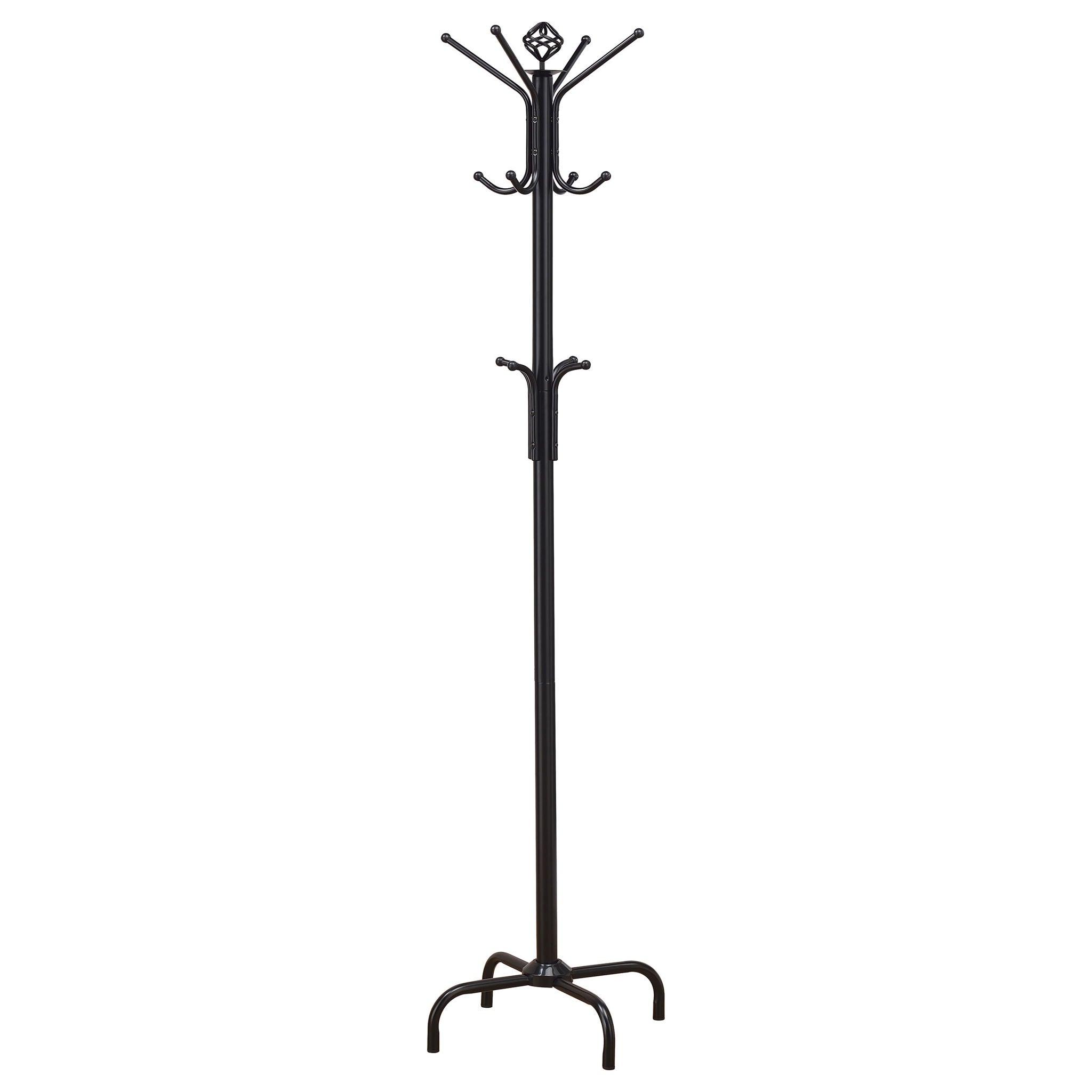 Coat Rack With 3 Tier Hooks For Entryway - Black