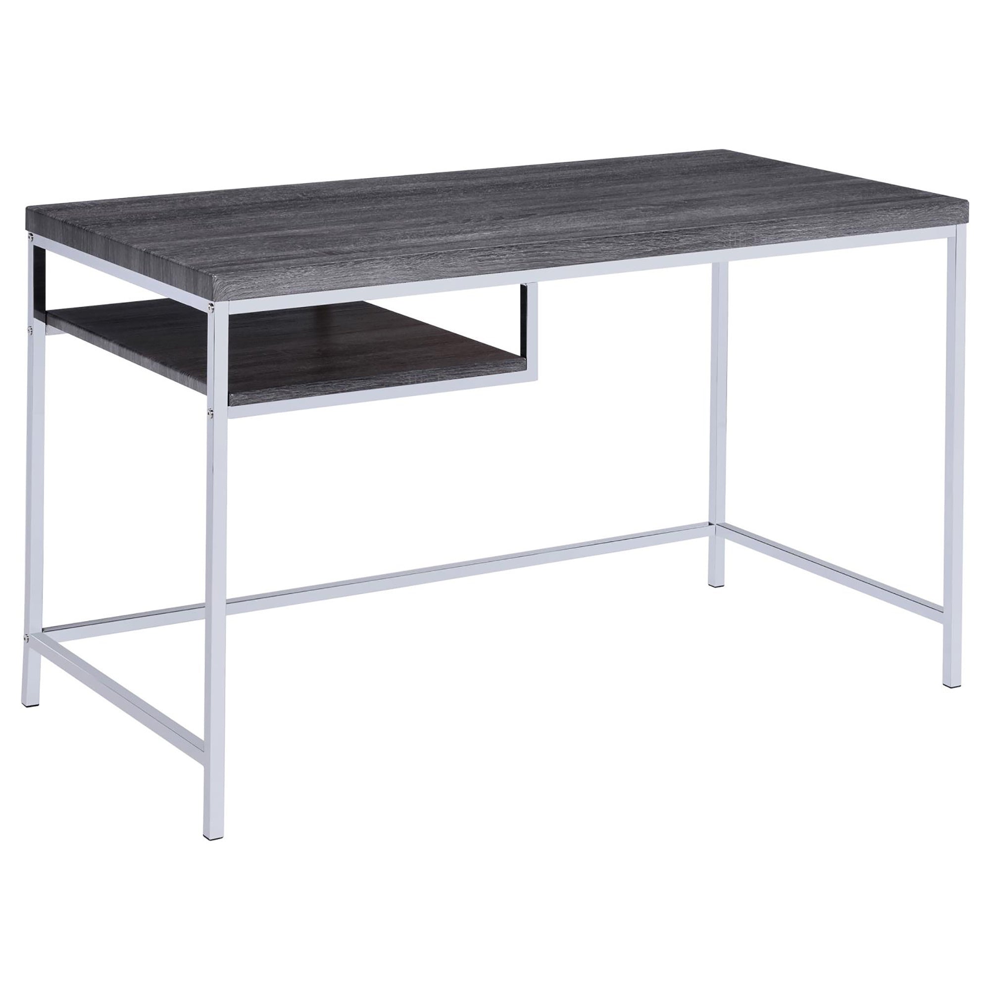 Weathered Grey and Chrome Rectangular Writing Desk