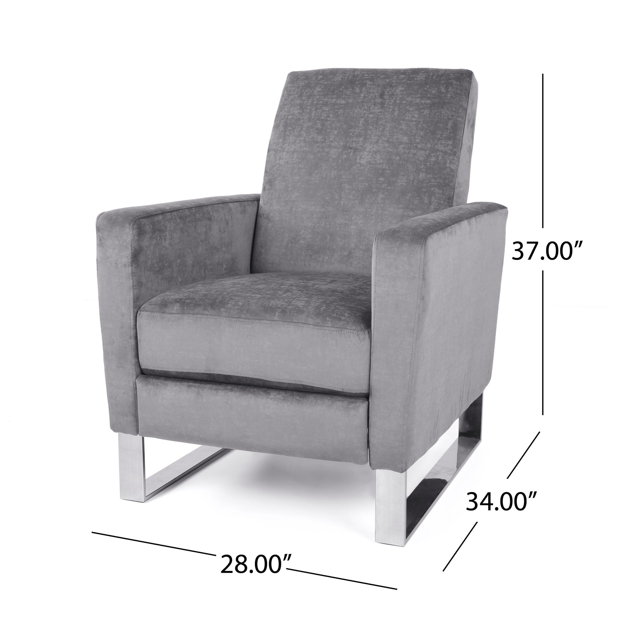 Bolt - Upholstered Recliner Chair With Stainless Steel Base - Gray / Chrome