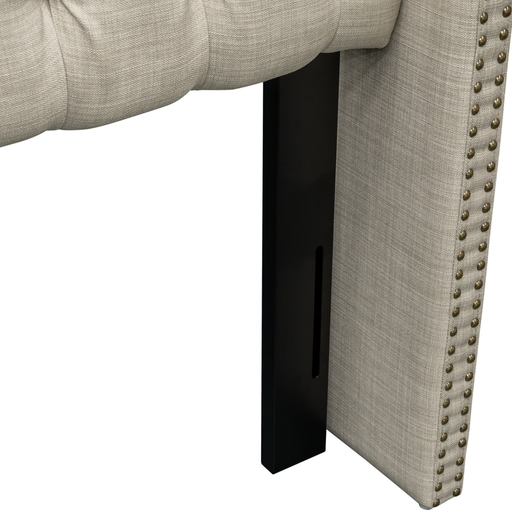 Amelia - Upholstered Wingback Headboard With Button Tufting & Nailhead Trim Woven - Beige