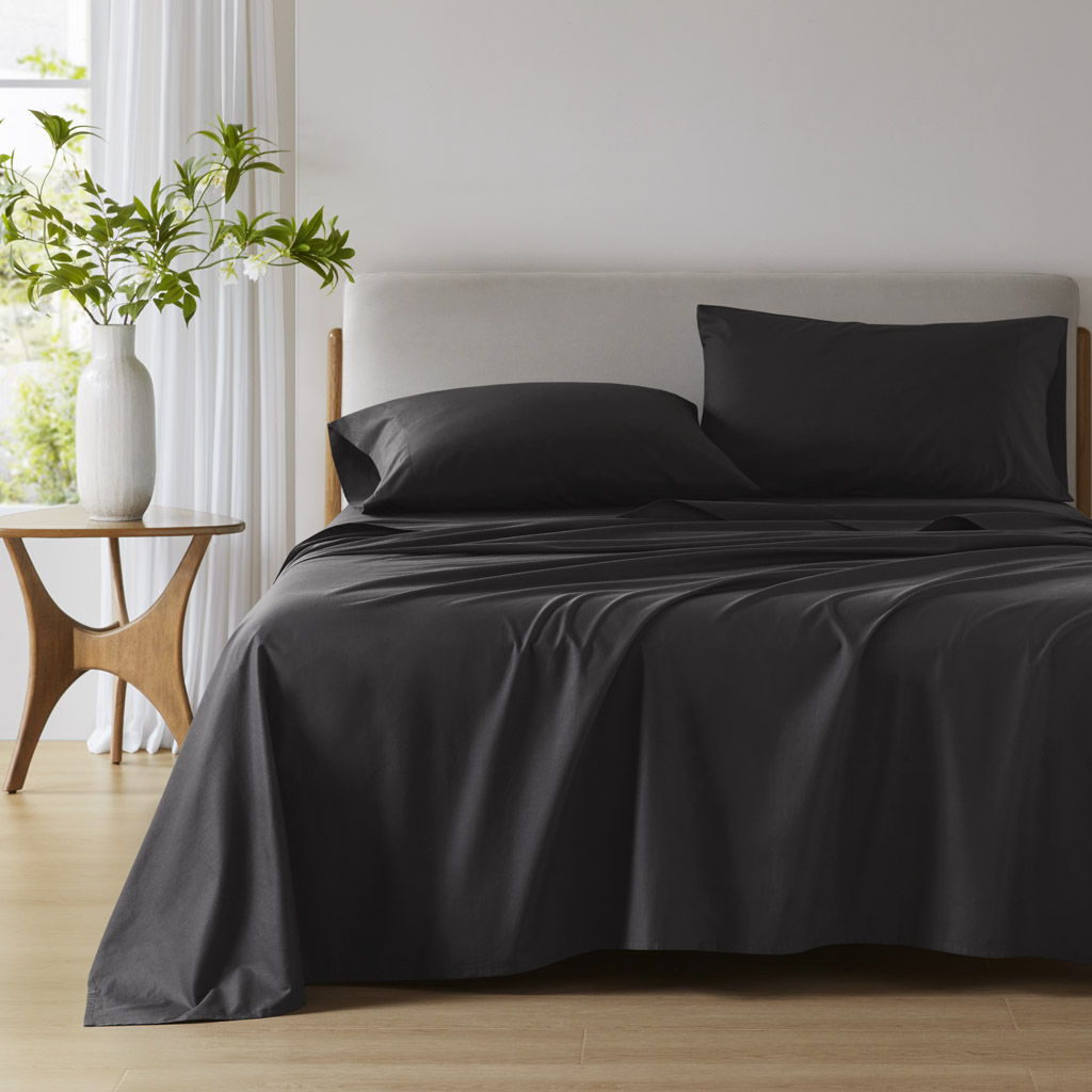 Cotton 144TC - King Solid Sheet Set - Black