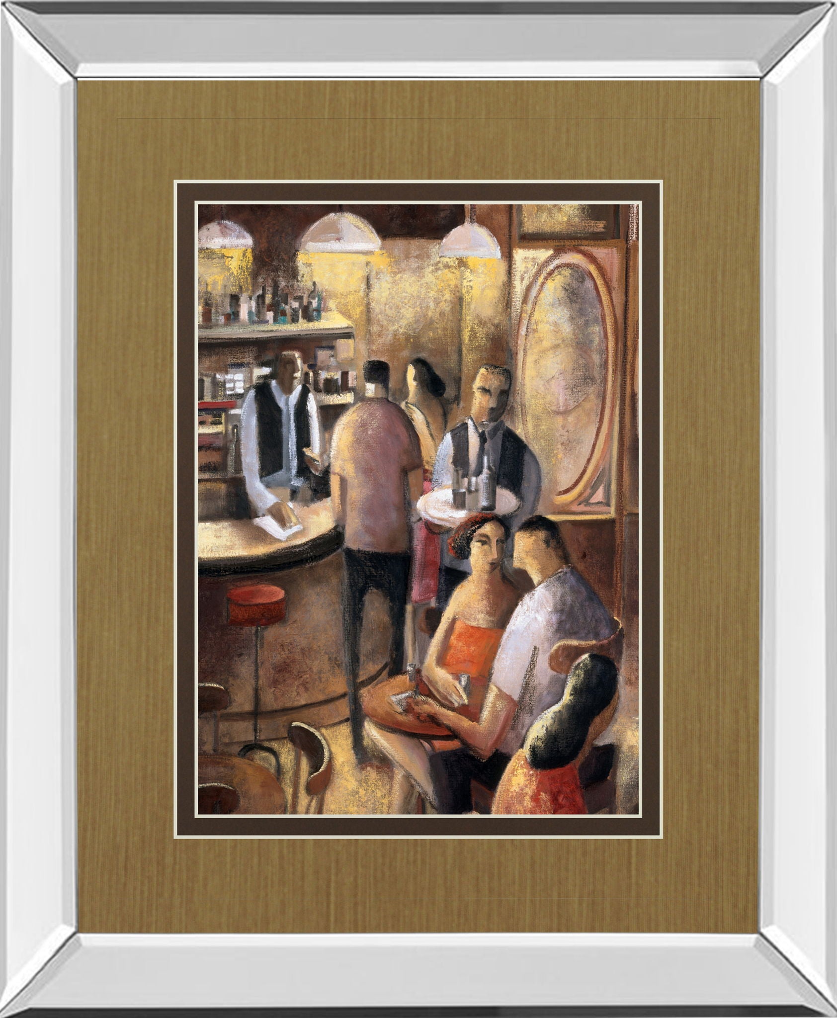 Entre Copas By Didier Lourenco - Mirror Framed Print Wall Art - Light Brown