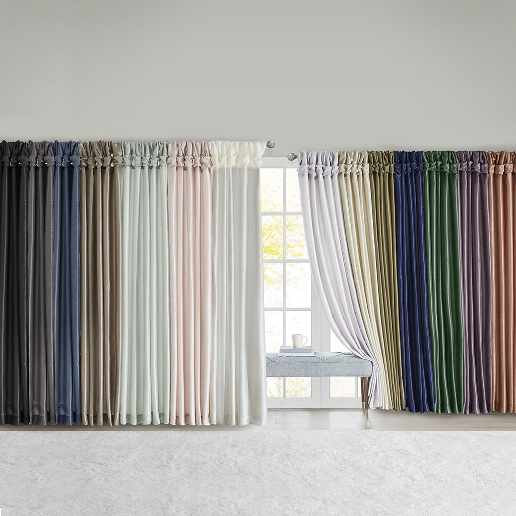 Emilia - Twist Tab Lined Window Curtain Panel - Charcoal