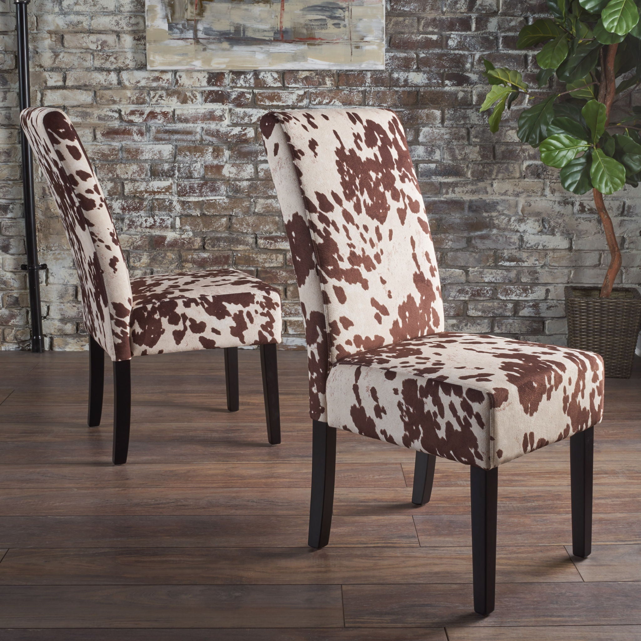 Contemporary Dining Chair With Rubberwood Legs (Set of 2)