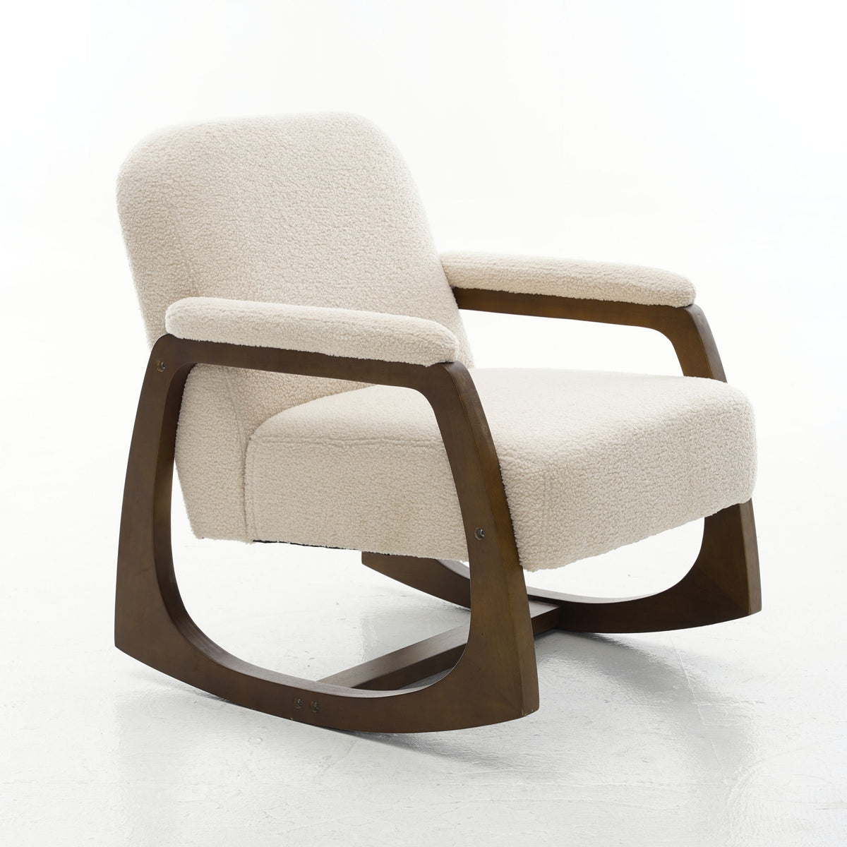 Curved Frame Rocking Accent Chair - Beige / Brown