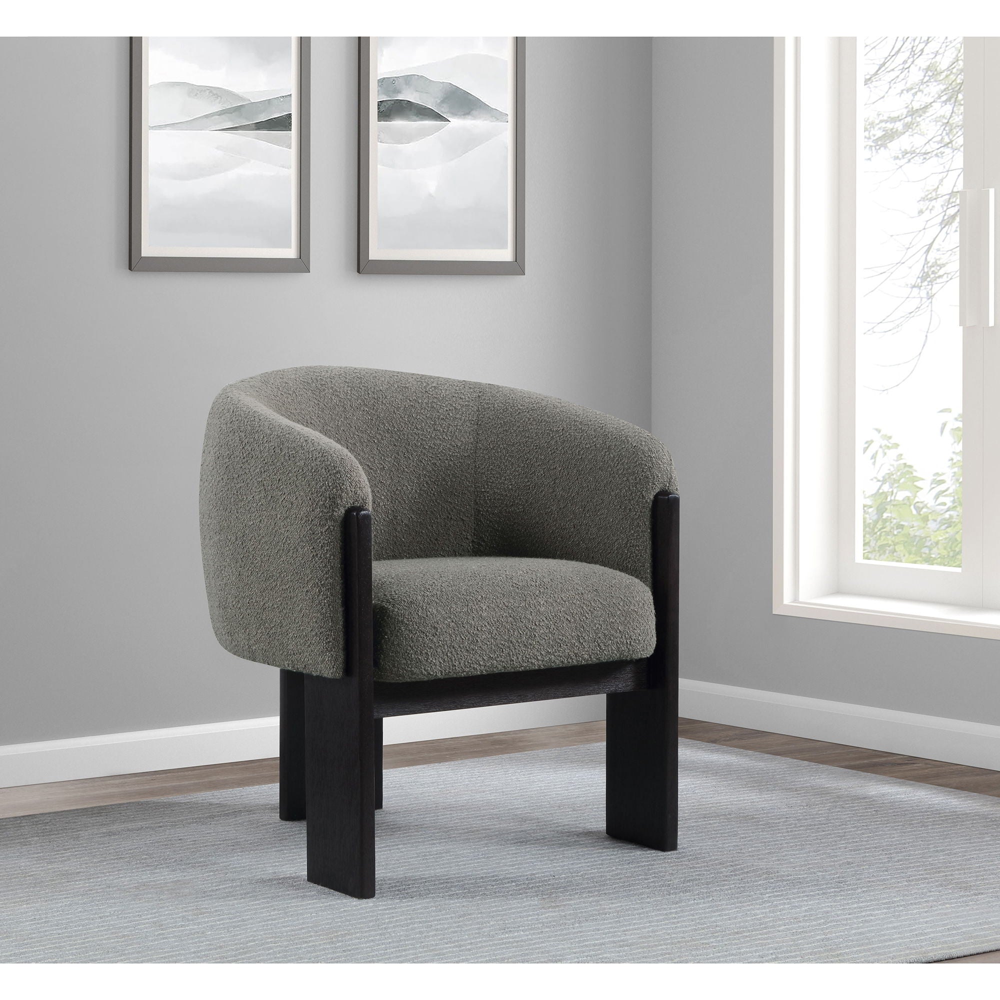 Maciel - Upholstered Barrel Back Accent Chair - Mushroom