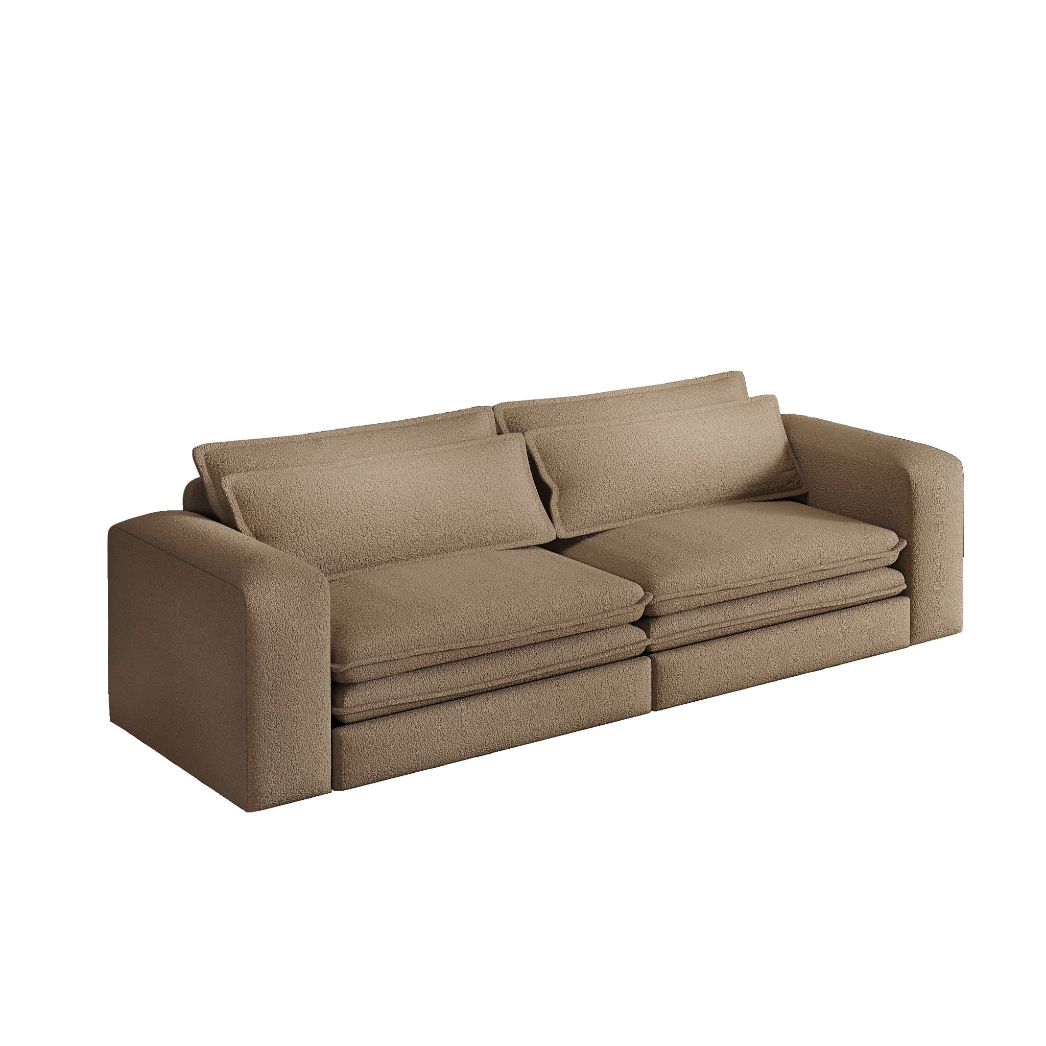King Size Sleeper Pull Out Sofa Bed, 3 In 1 Convertible Chaise Lounge With 2 Pillows For Living Room - Camel