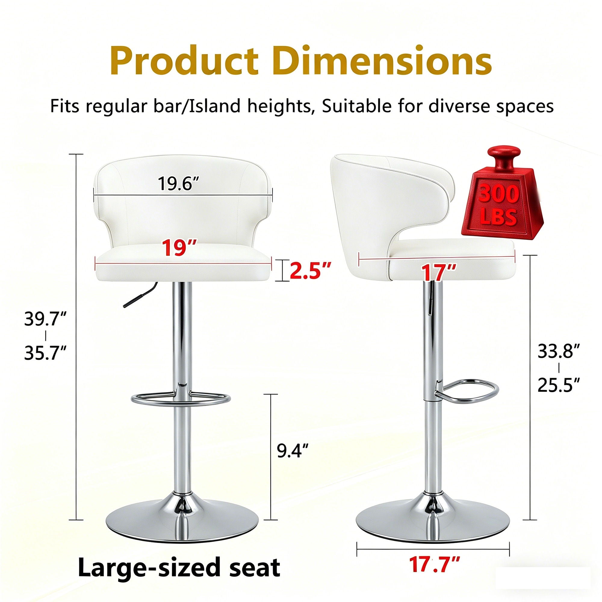 Adjustable Swivel Bar Chair With Ergonomic High Back Design