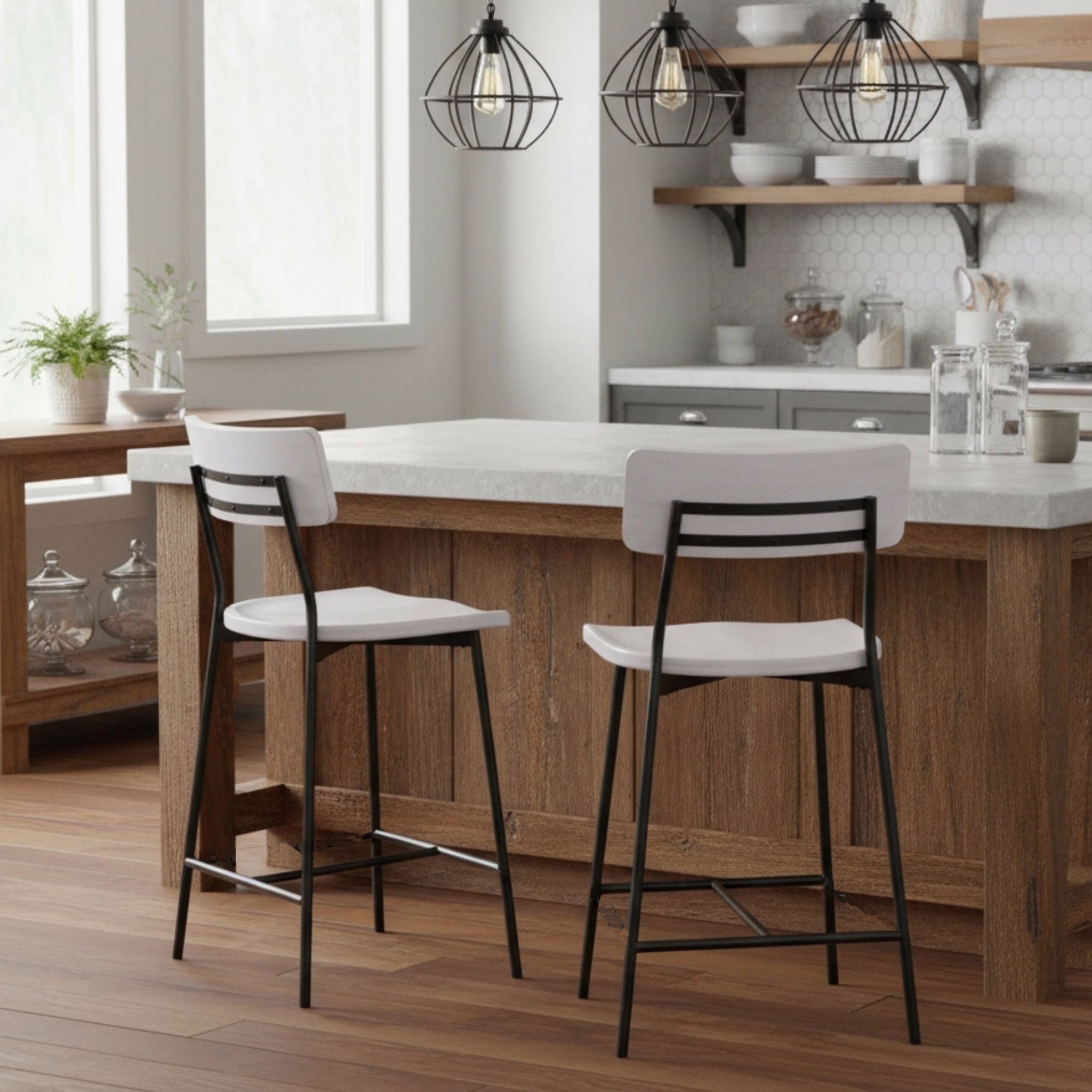 Badin - Counter Stool - White Washed
