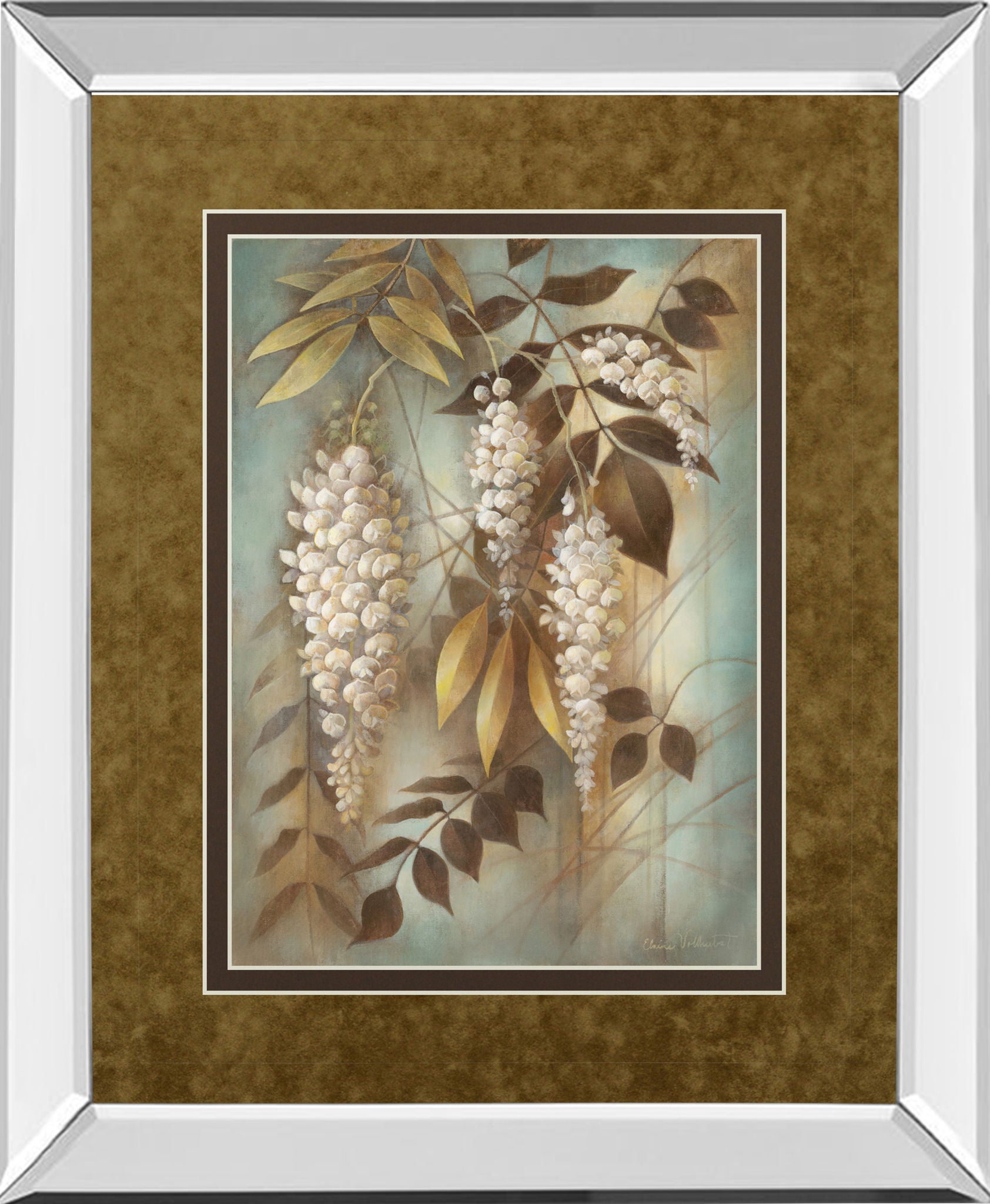 Wisteria Lane Il By Eliane Volherbst-Lane - Mirror Framed Print Wall Art - Light Brown