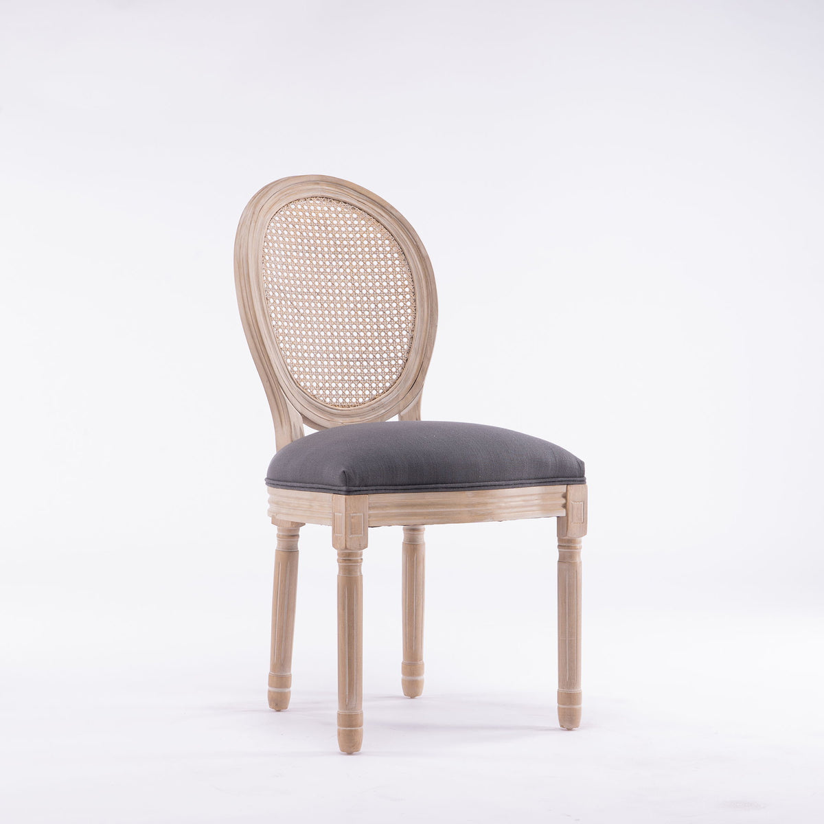 Dining Chairs, Upholstered With Round Back (Set of 2) - Gray