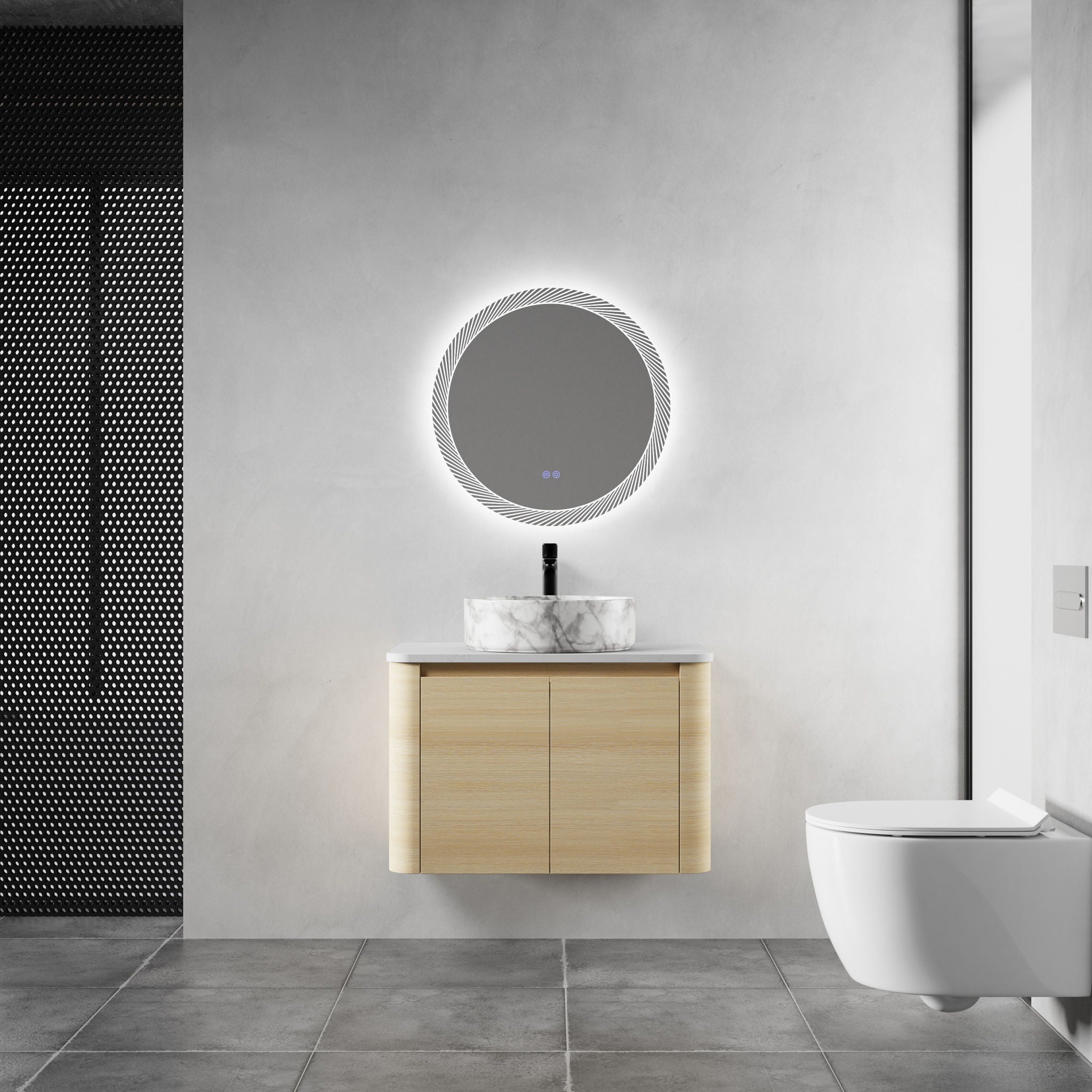 Mounted Bathroom Vanity & Art Sink & 2 Soft Close Doors