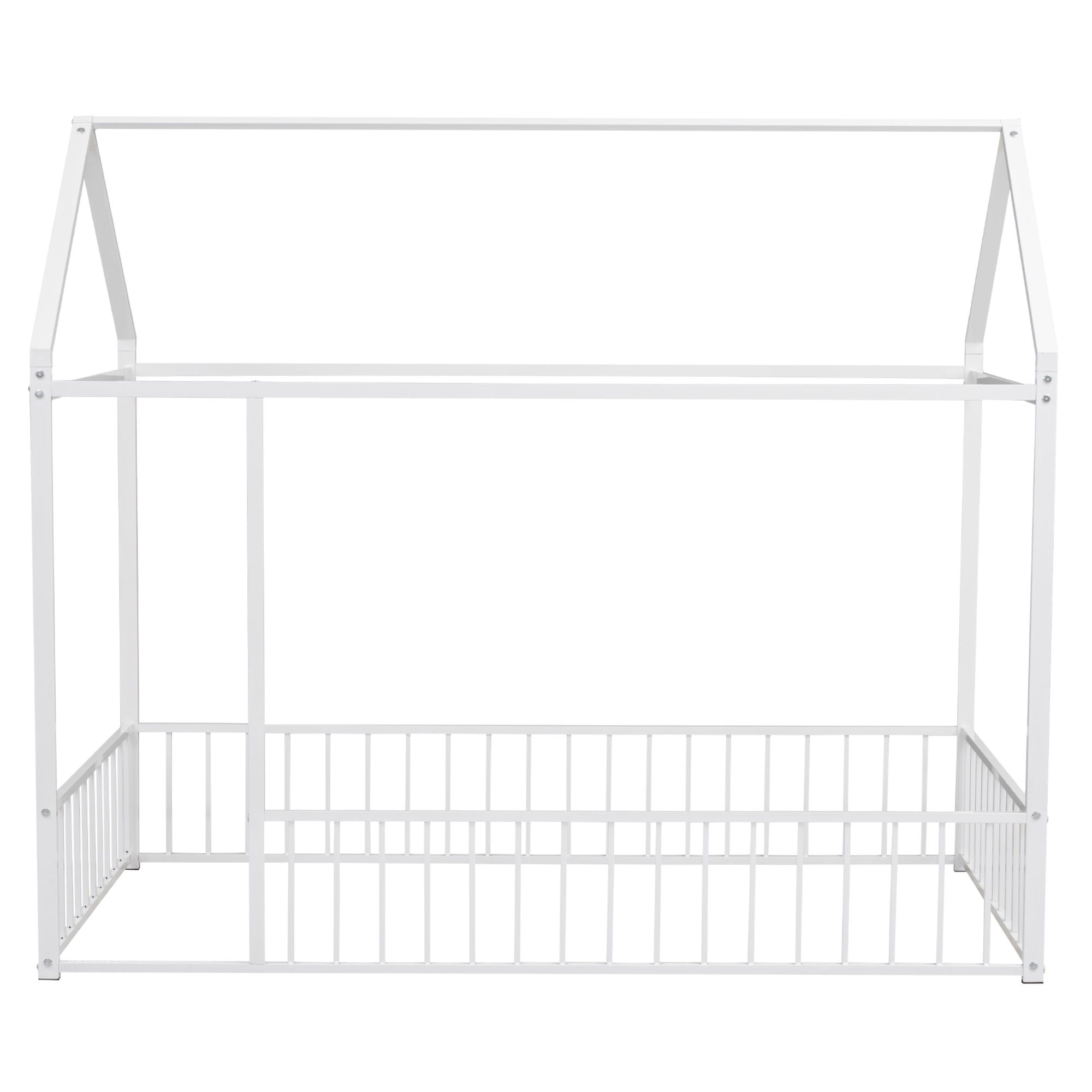 Metal Bed House Bed Frame With Fence