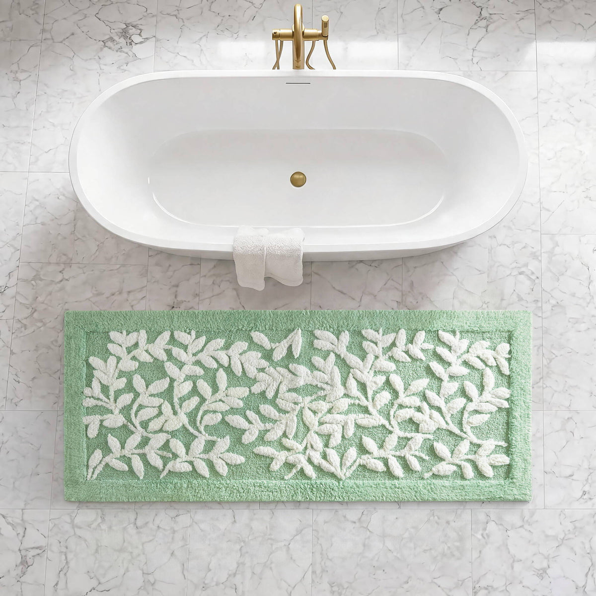Serene - 60" x 24" Cotton Tufted Bath Rug - Sage Green