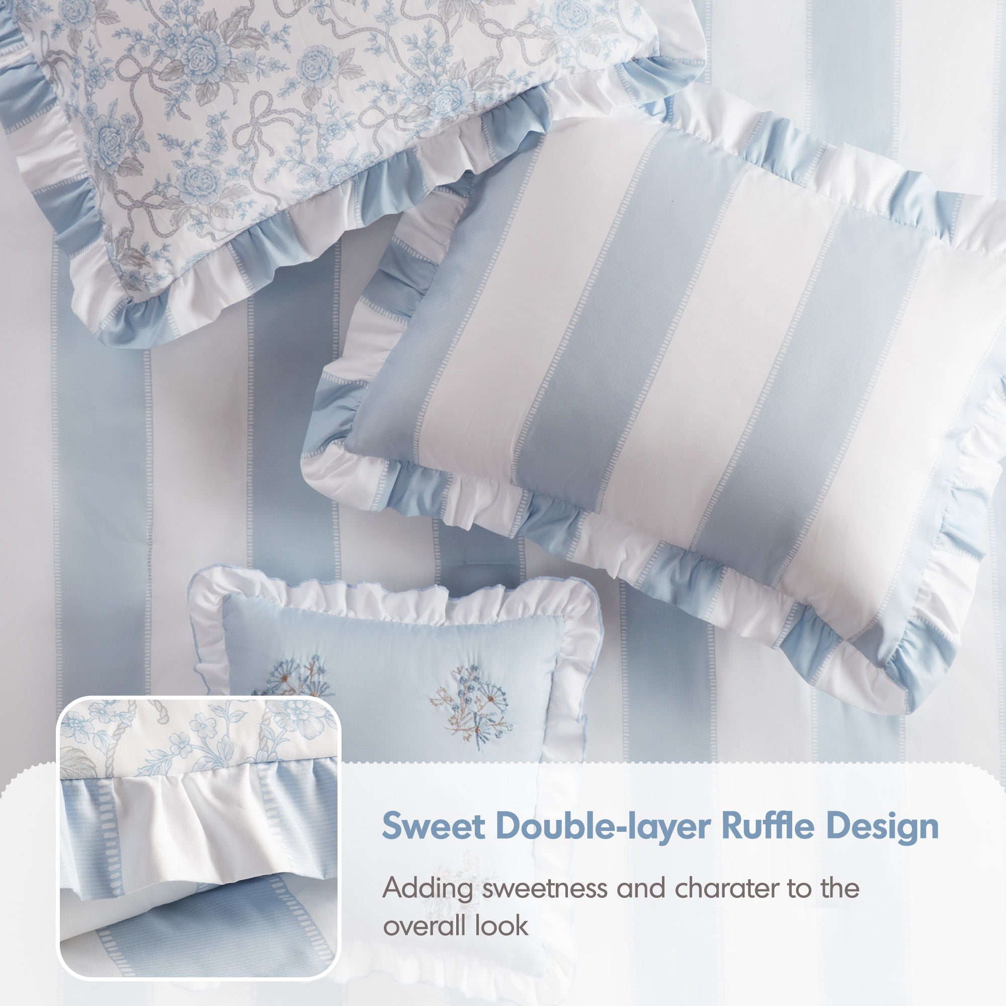Lara - Queen Comforter Set - Blue