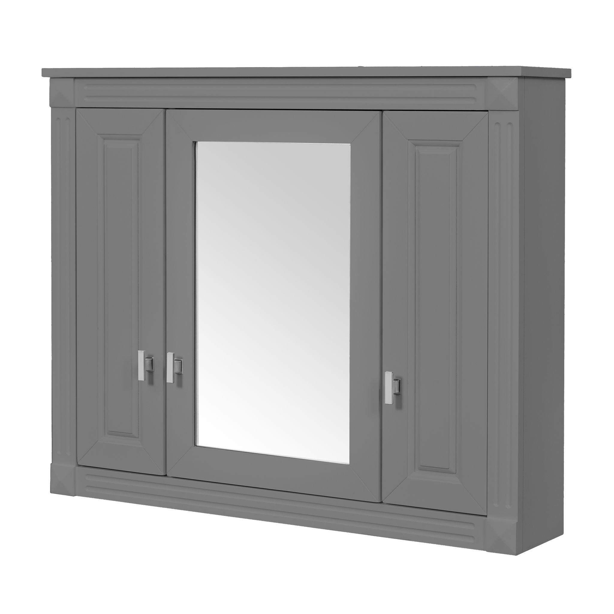 Wall Mounted Bathroom Cabinet With Mirror And 5 Shelves, Rectangular Design