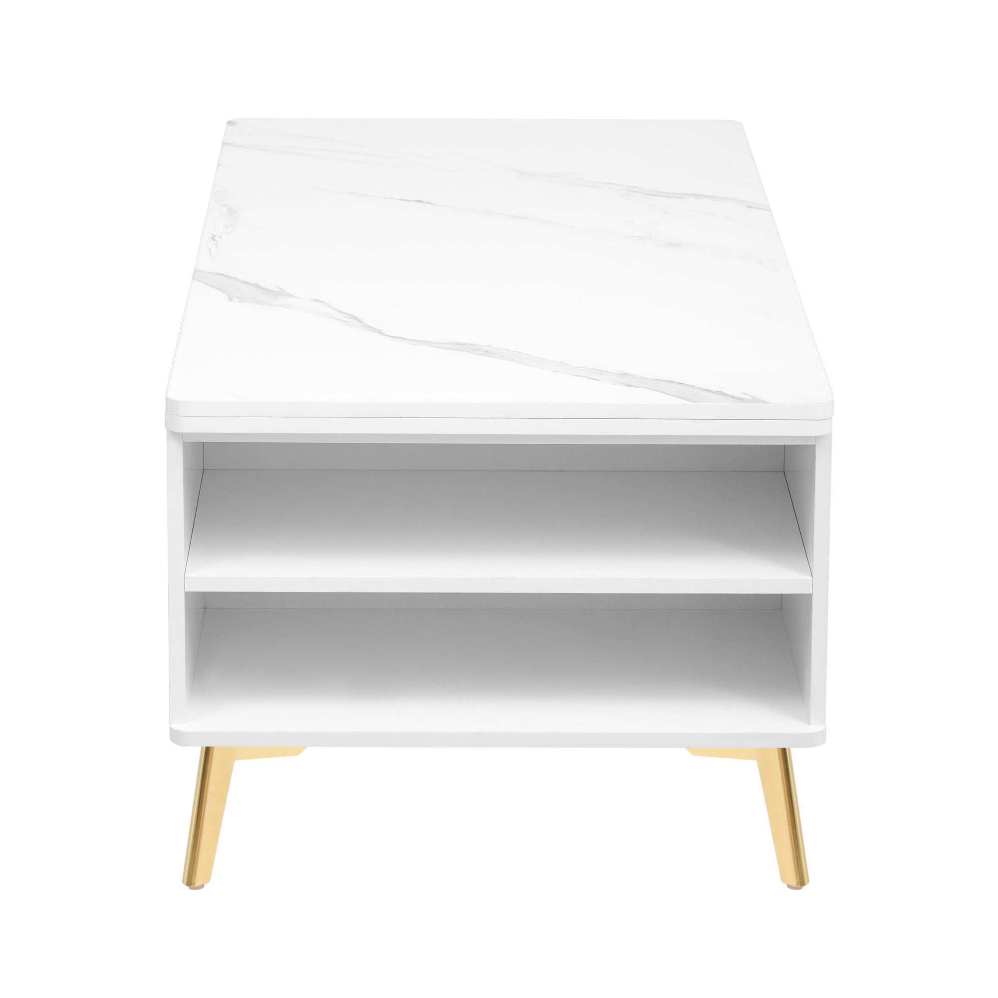 Modern Lift Top Coffee Table Multi Functional Table with Drawers in White