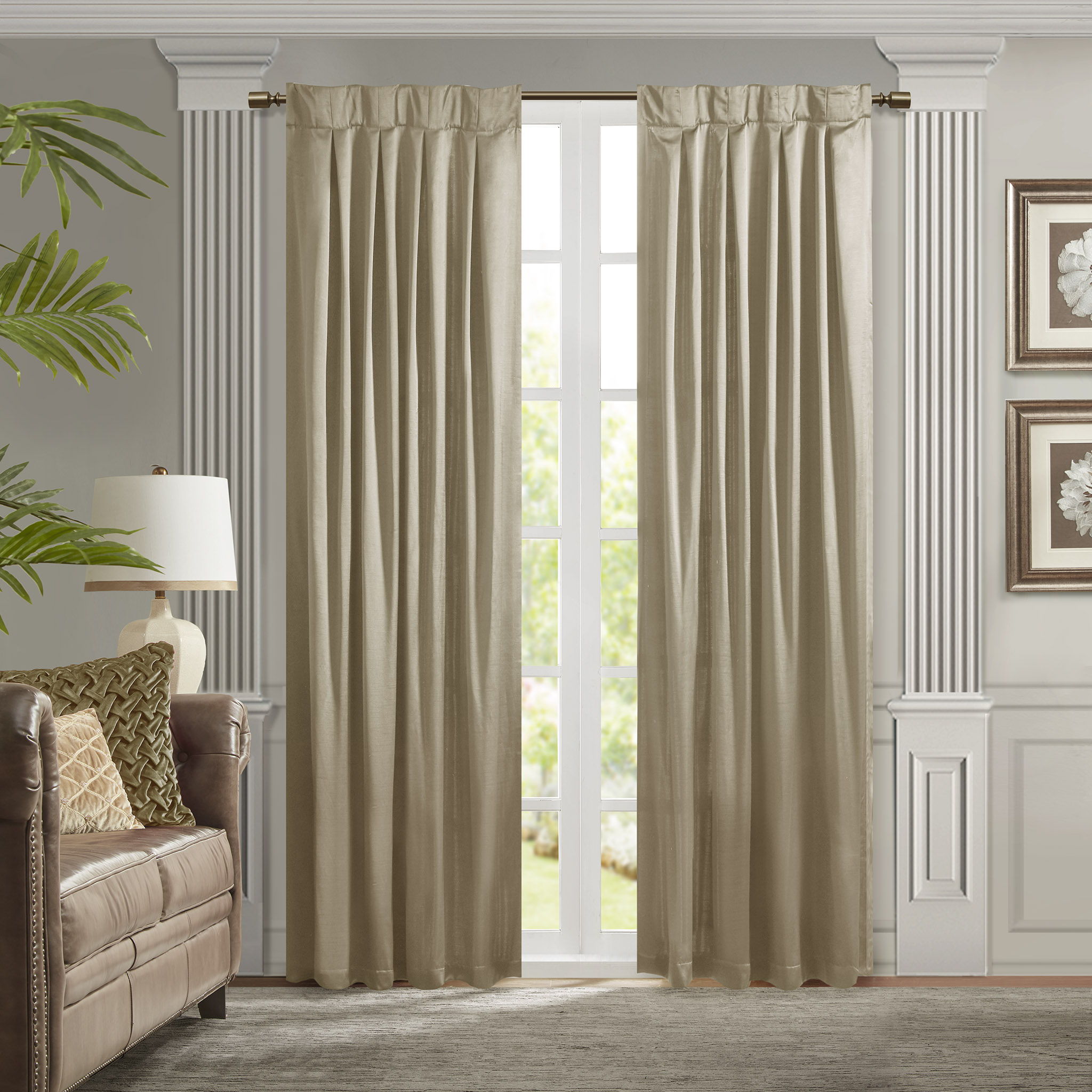 Avignon - Pleat Curtain Panel With Tieback Single - Champagne