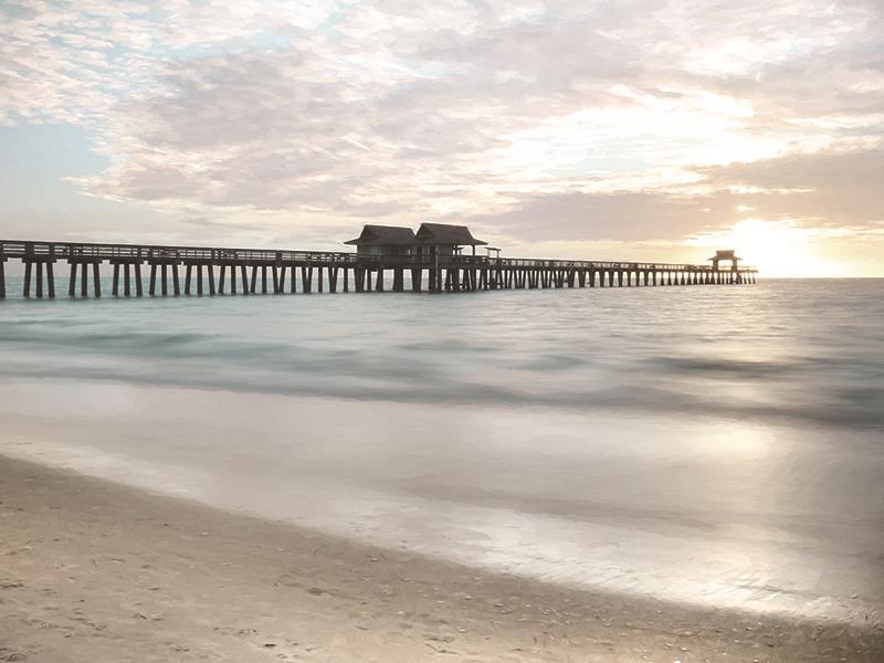 Pier Sunset By Lori Deiter (Framed Small) - Pearl Silver