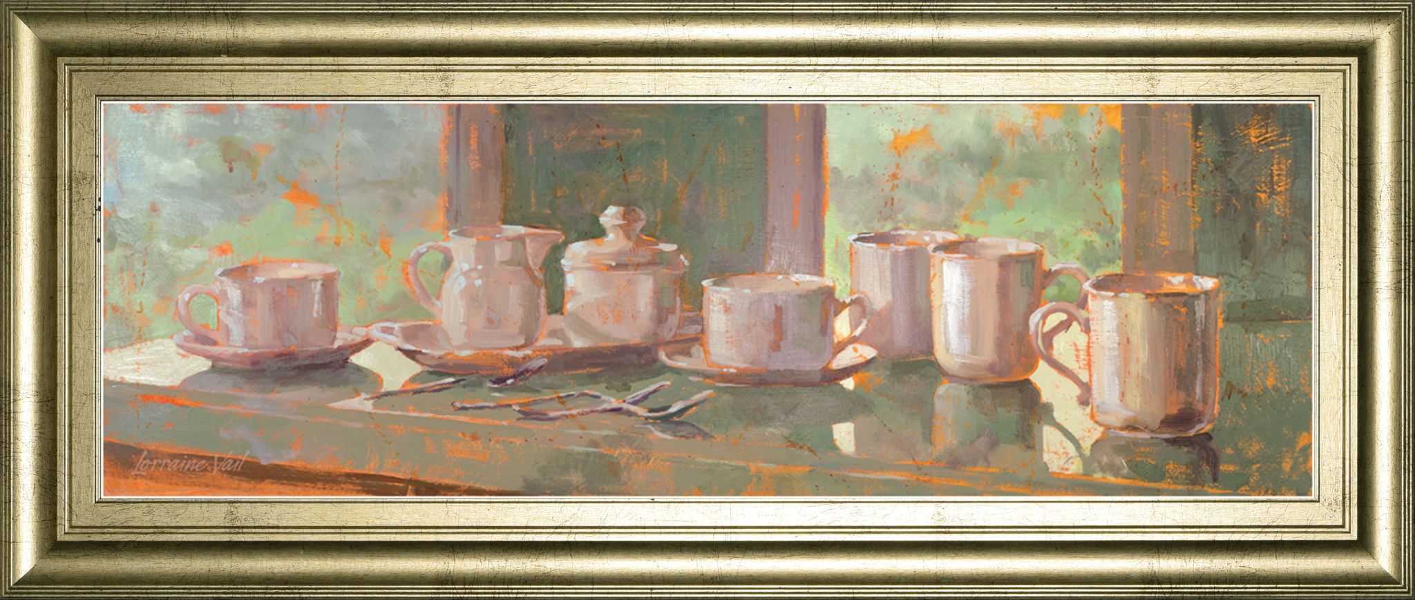Gathering Il By Lorraine Vail - Framed Print Wall Art - Light Brown